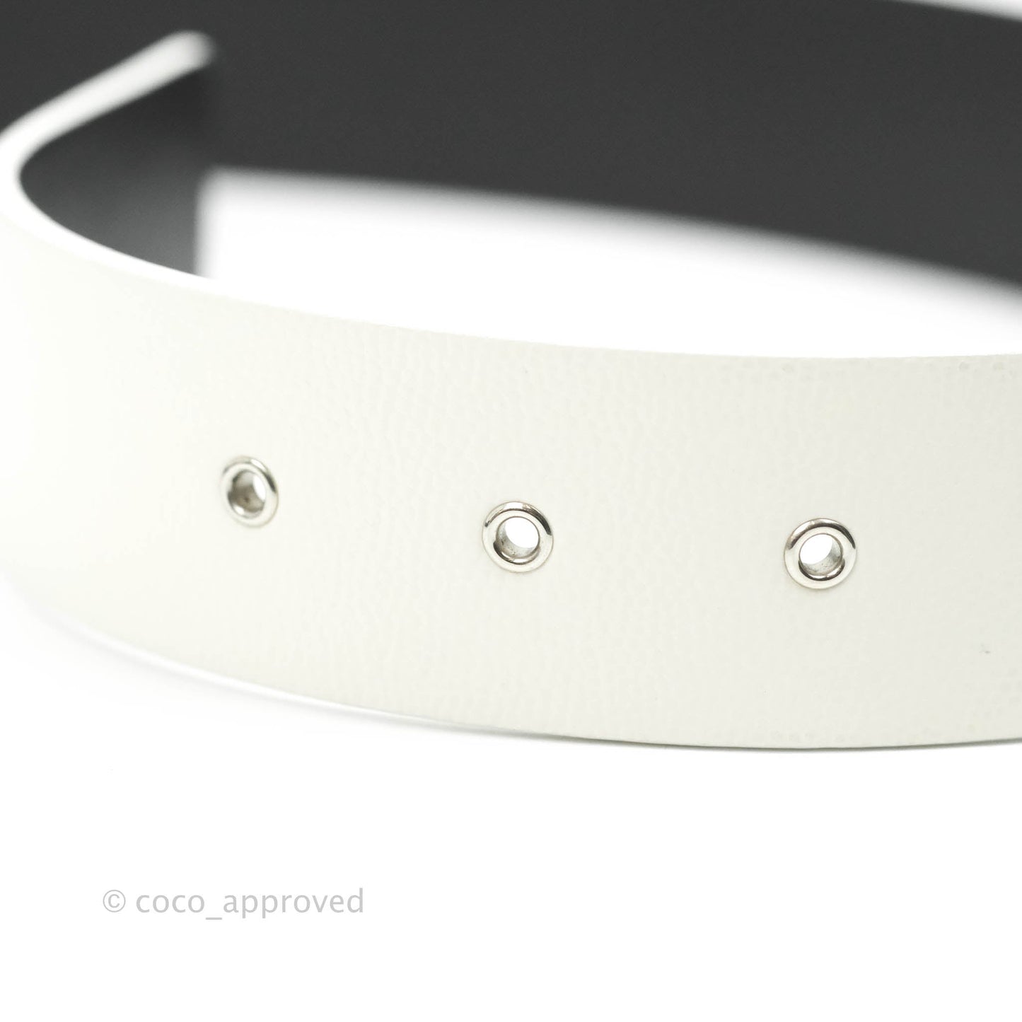 Chanel CC Leather Belt White Caviar Silver Hardware 20P Size 80