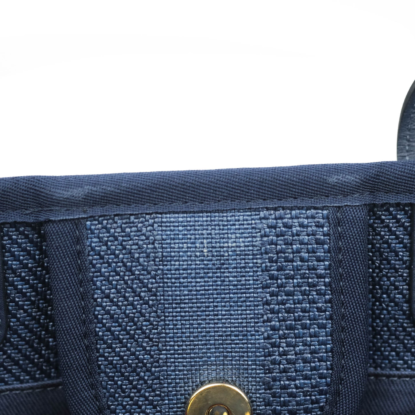 Chanel Large Deauville Navy Blue Canvas Gold Hardware