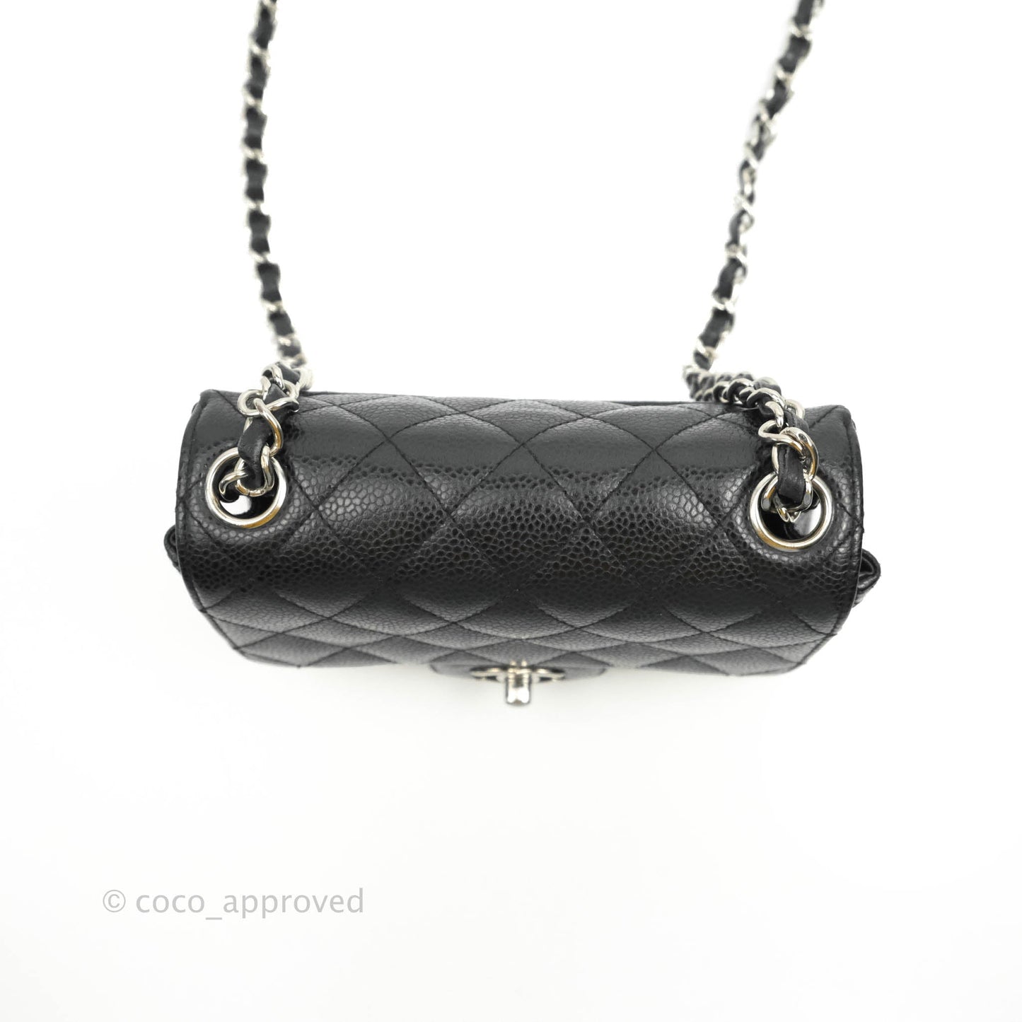 Chanel Mini Square Quilted Black Caviar Silver Hardware
