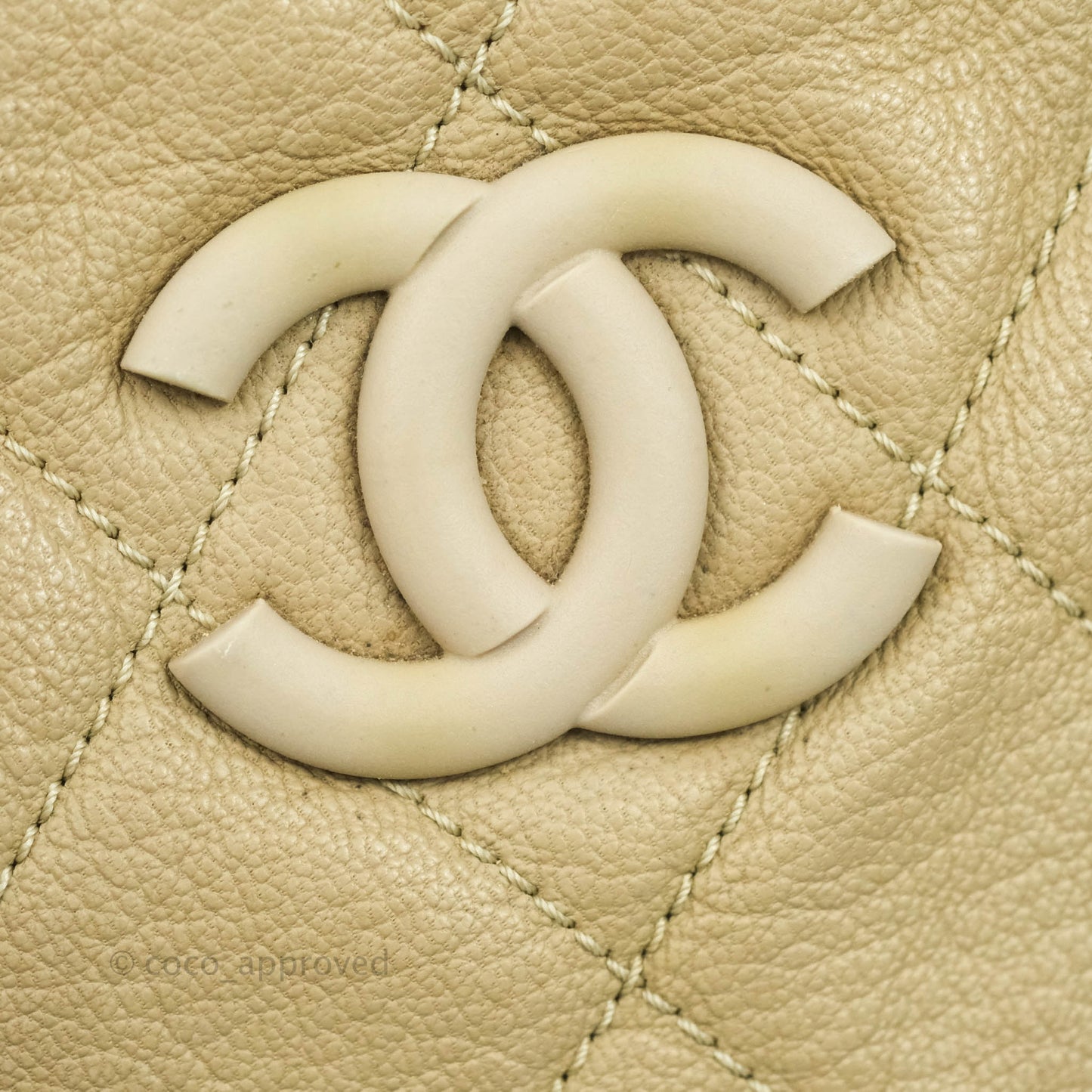 Chanel Yacht Expandable Shoulder Bag Beige Calfskin Tote