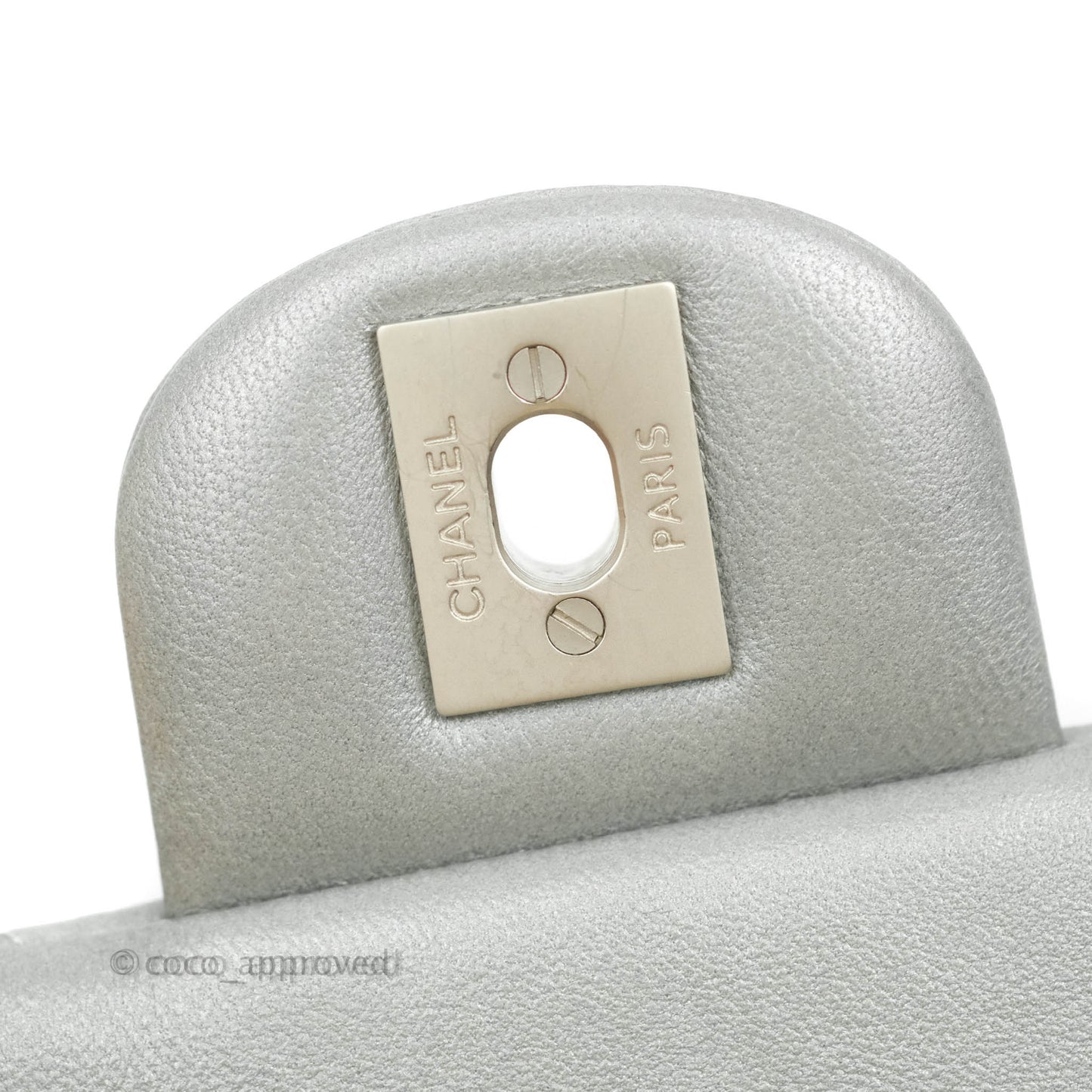 Chanel Quilted Clutch with Chain Silver Lambskin Matte Silver Hardware