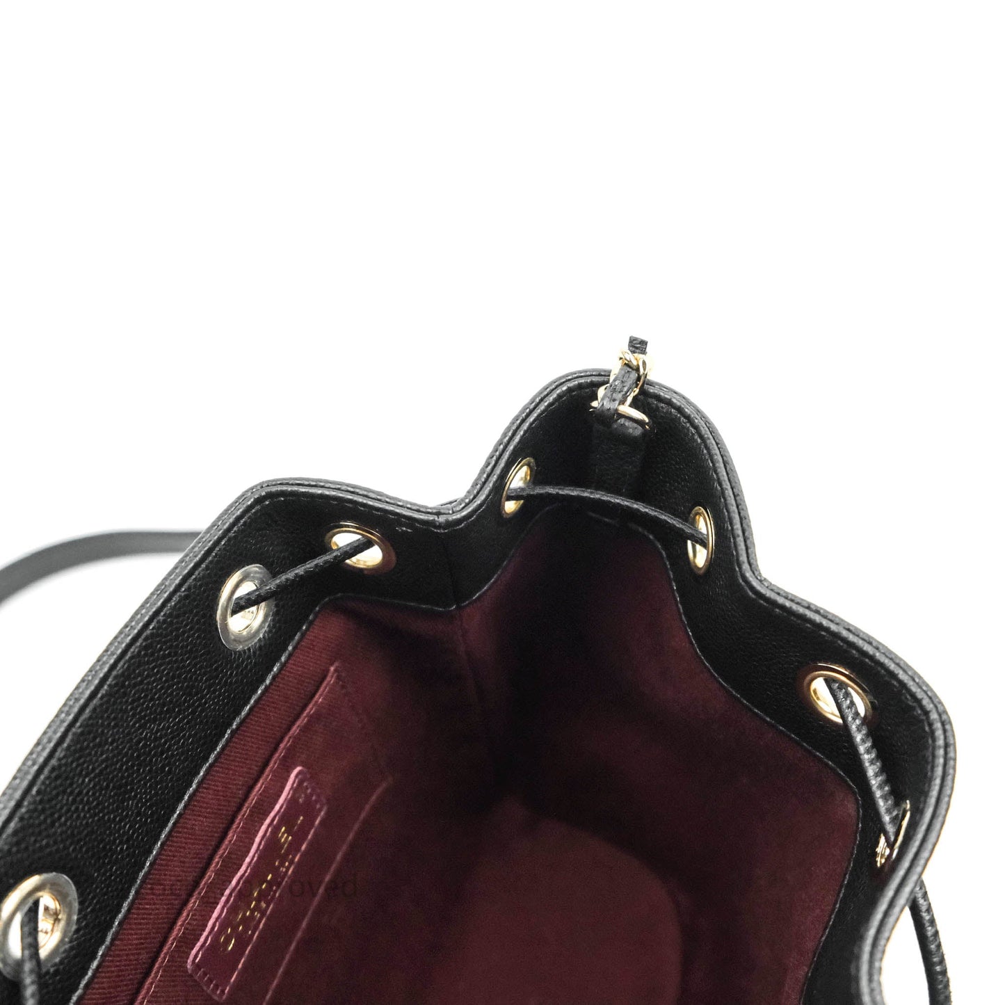 Chanel Business Affinity Drawstring Bucket Bag Black Caviar Gold Hardware 21P