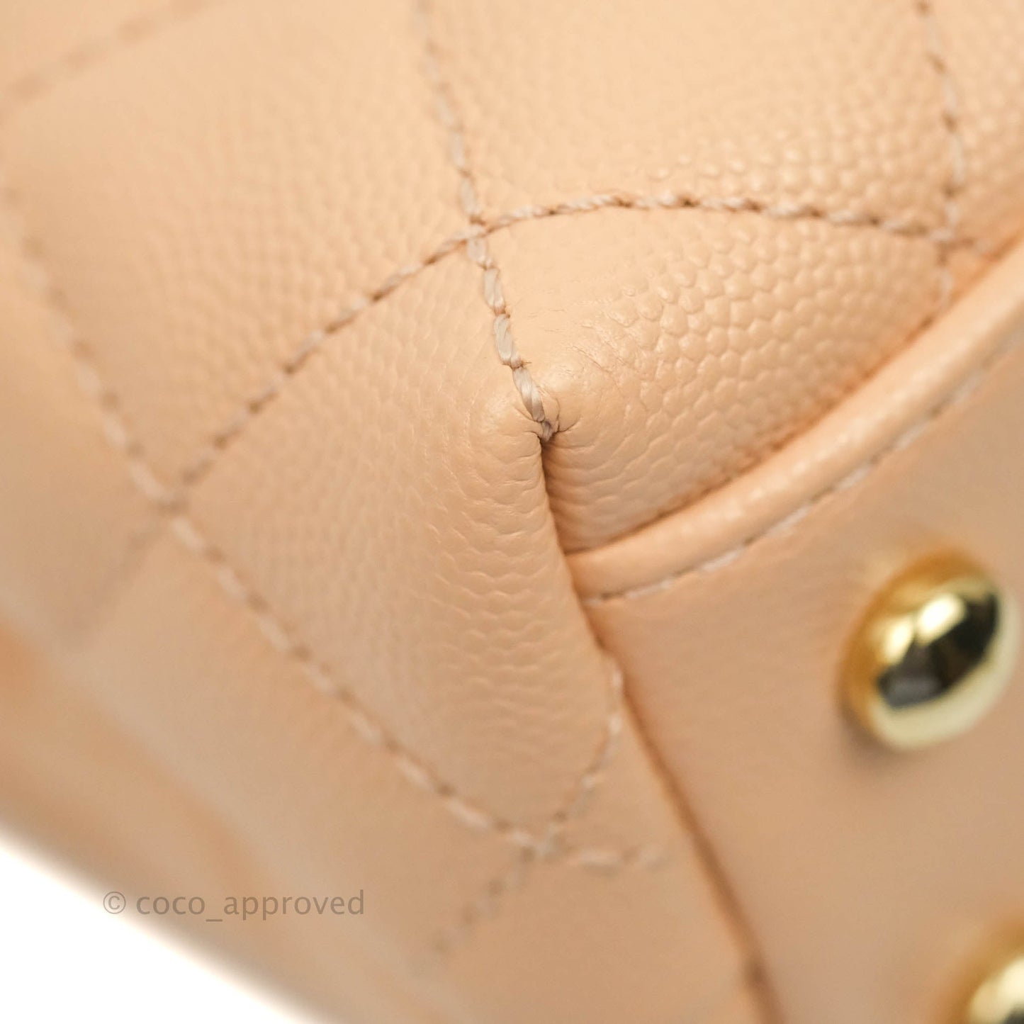 Chanel Extra Mini Coco Handle Quilted Beige Pink Caviar Gold Hardware 21A