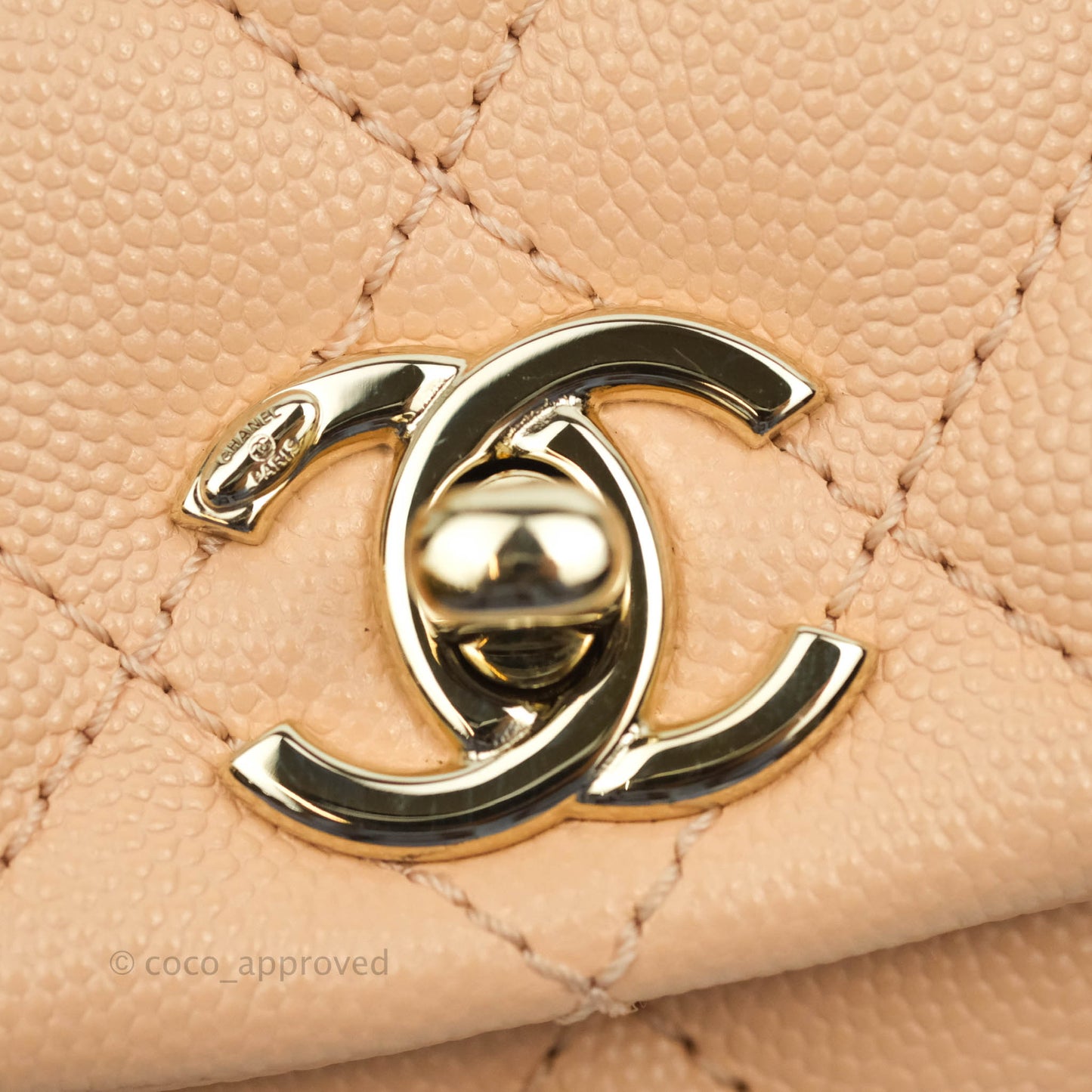 Chanel Extra Mini Coco Handle Quilted Beige Pink Caviar Gold Hardware 21A