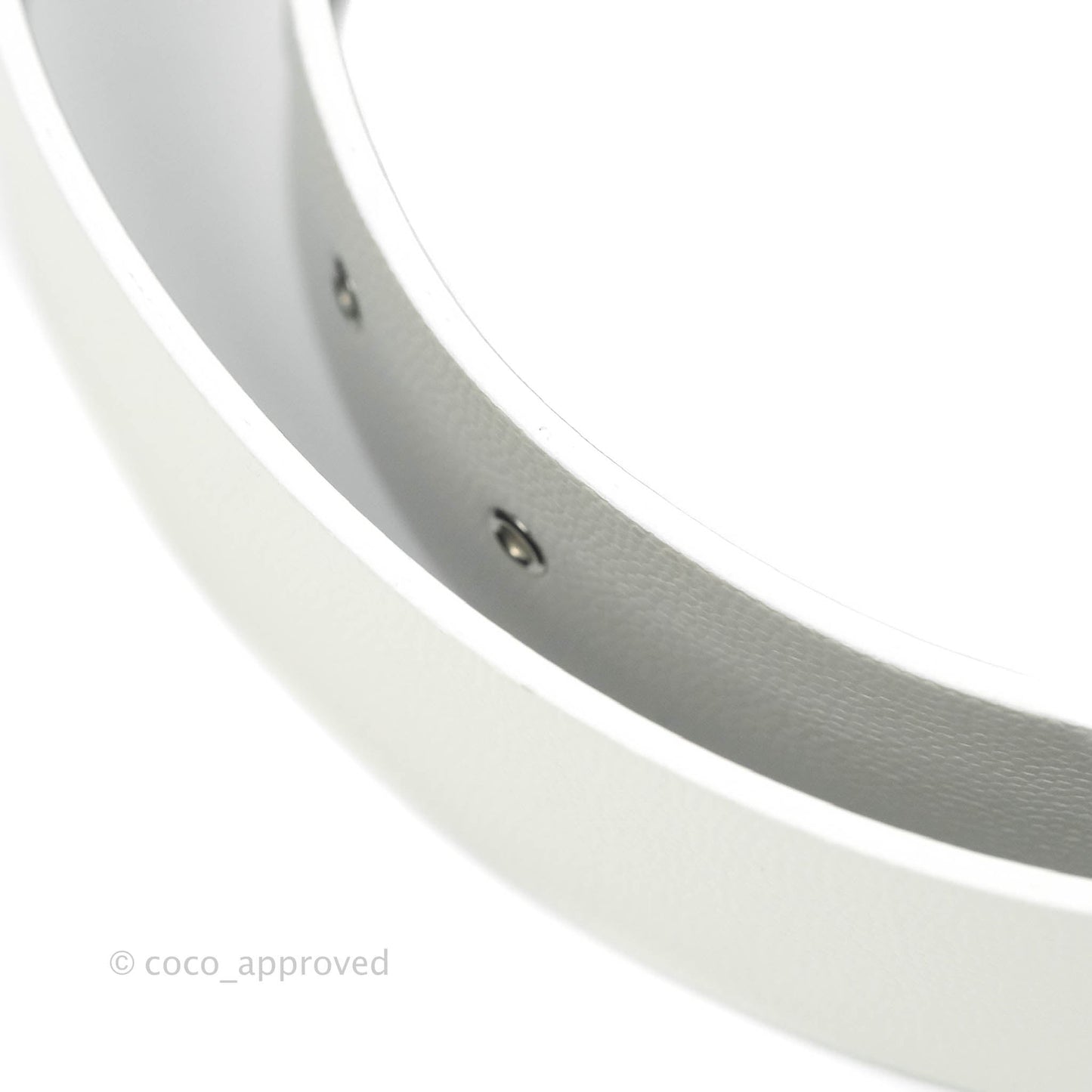 Chanel CC Leather Belt White Caviar Silver Hardware 20P Size 80