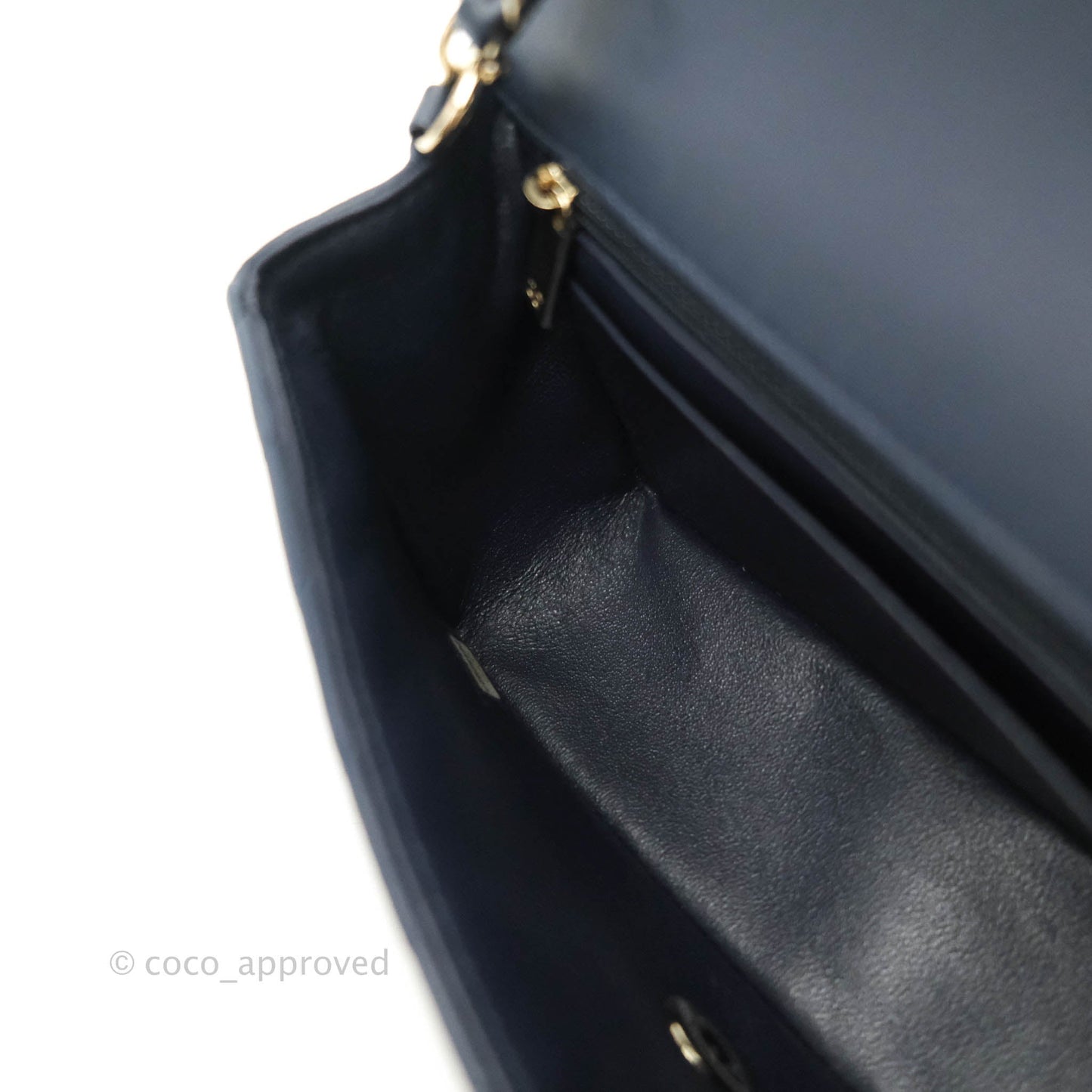 Chanel Chevron Mini Rectangular Flap Navy Lambskin Gold Hardware