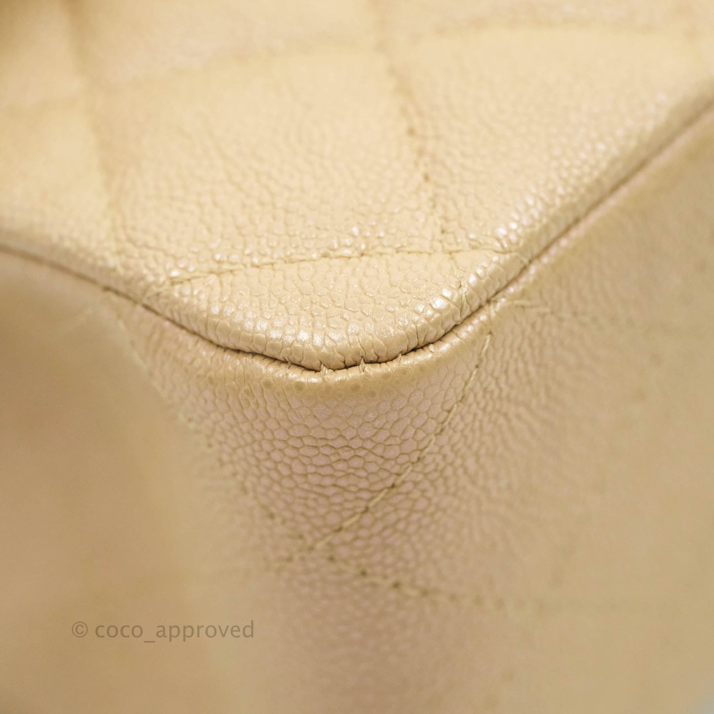Chanel Classic Medium Flap Quilted Iridescent Beige Caviar Gold Hardware 19S
