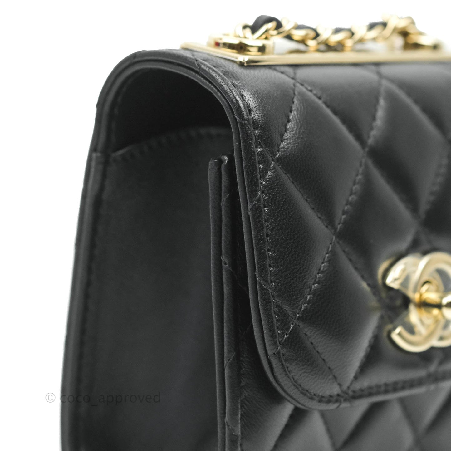Chanel Small Quilted Trendy CC Clutch With Chain Black Lambskin Gold Hardware