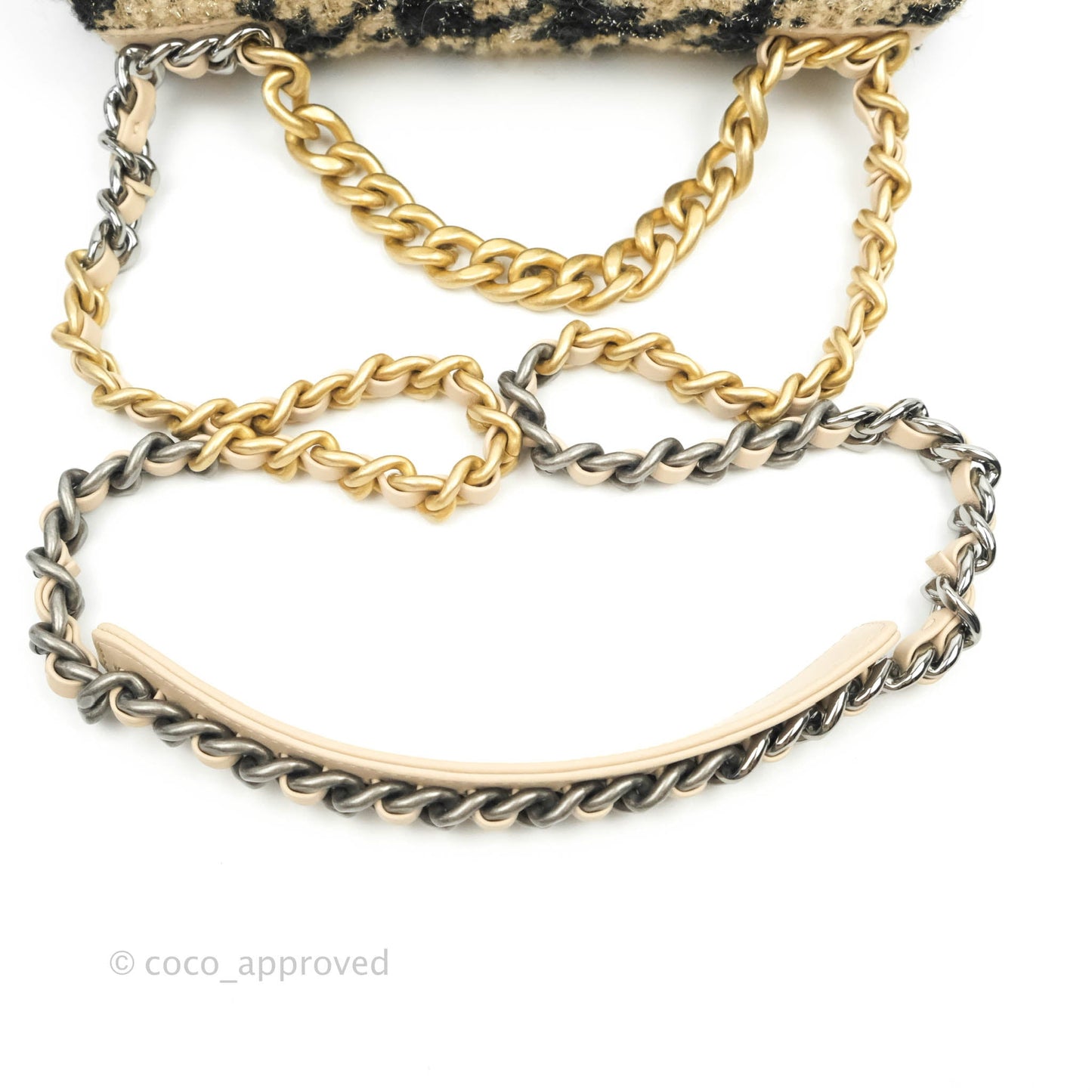 Chanel 19 Small Tweed Houndstooth Black Beige Mixed Hardware