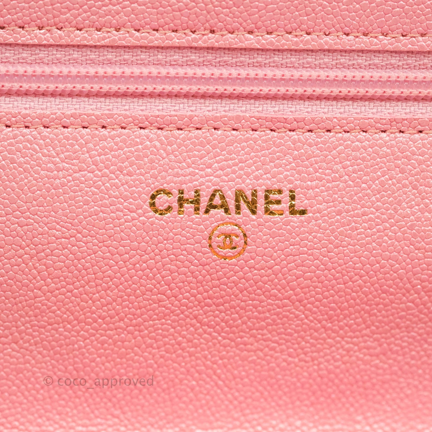 Chanel Quilted Wallet on Chain WOC Iridescent Pink Caviar Gold Hardware 19S