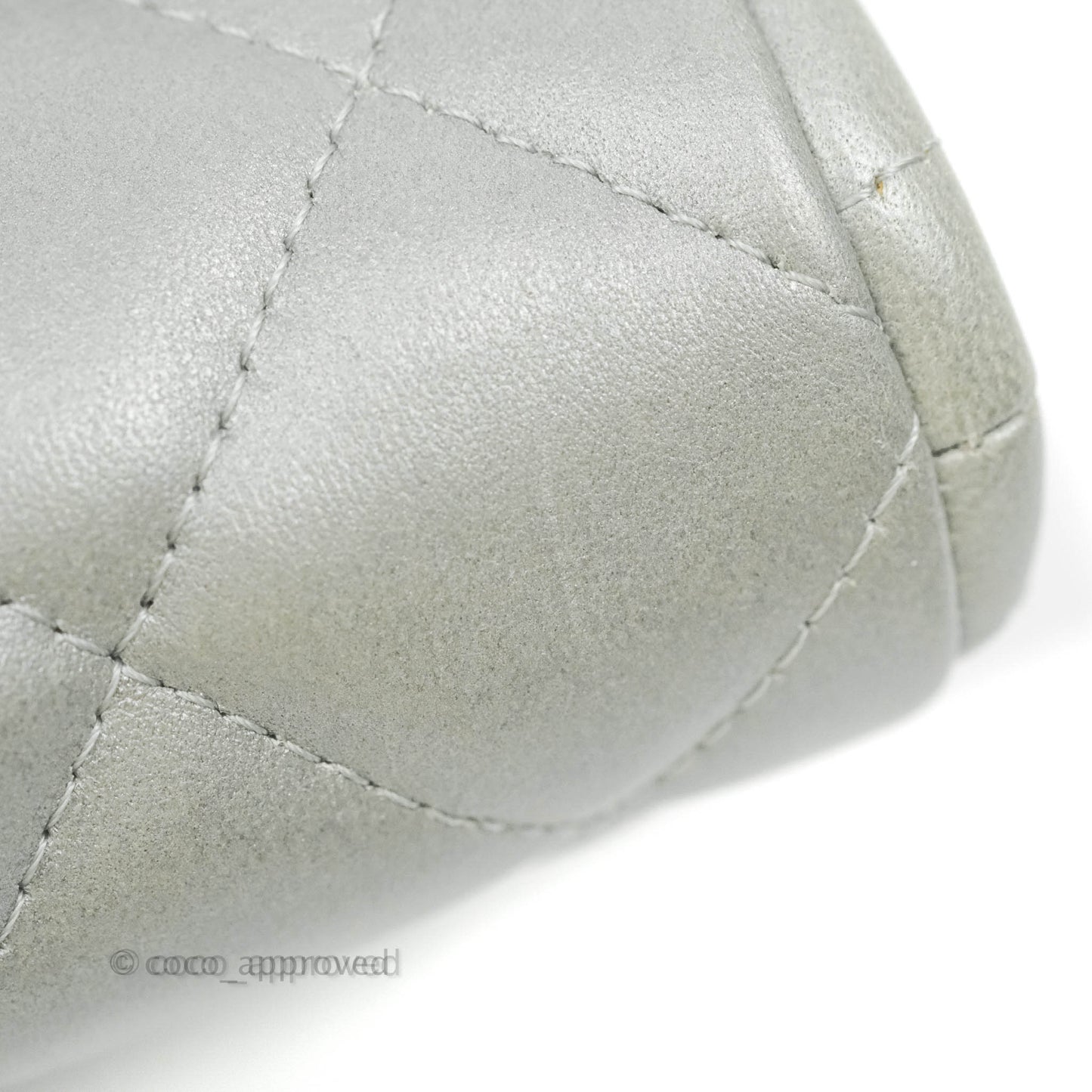 Chanel Quilted Clutch with Chain Silver Lambskin Matte Silver Hardware