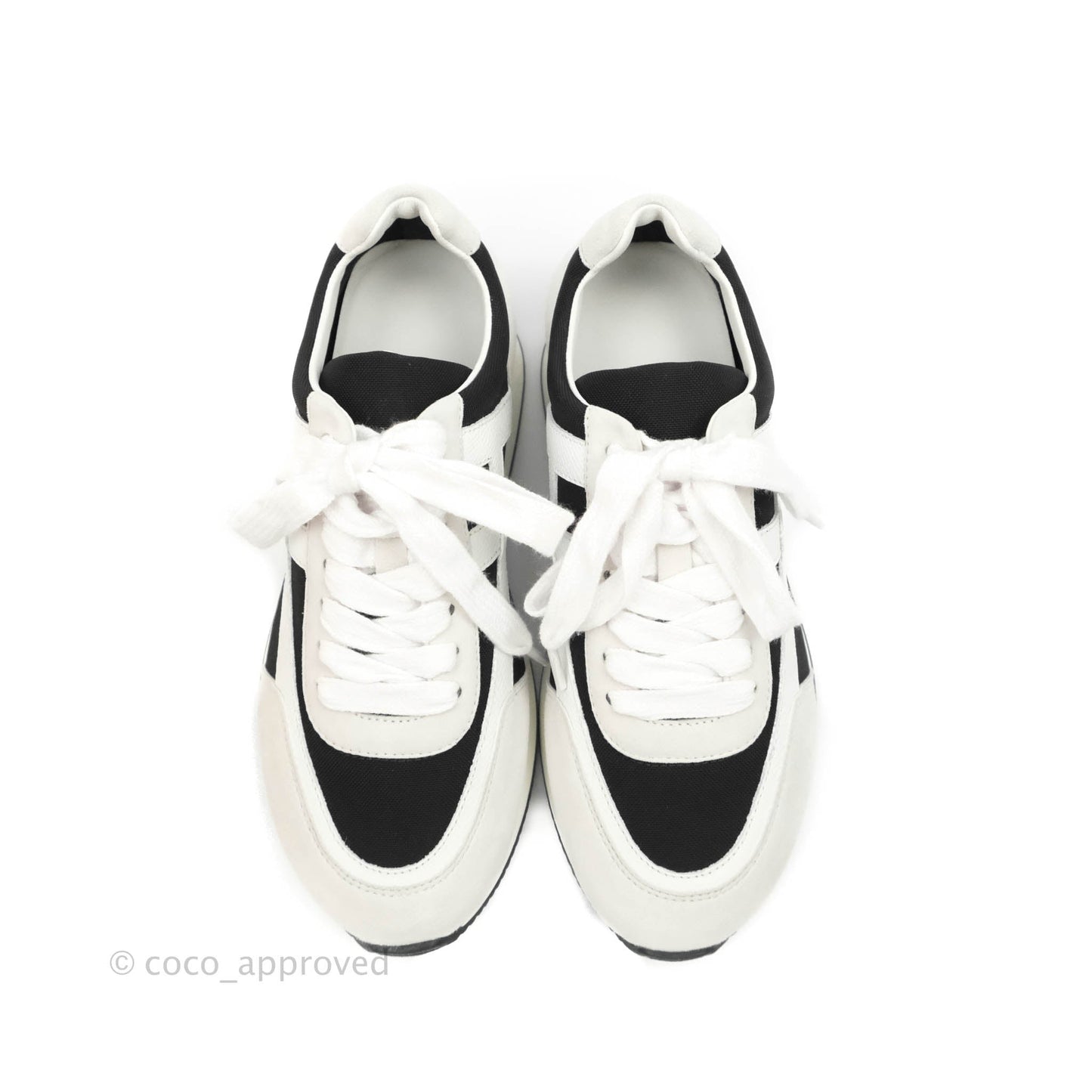 Hermès Chris Sneakers in White Black Epsom Size 35.5