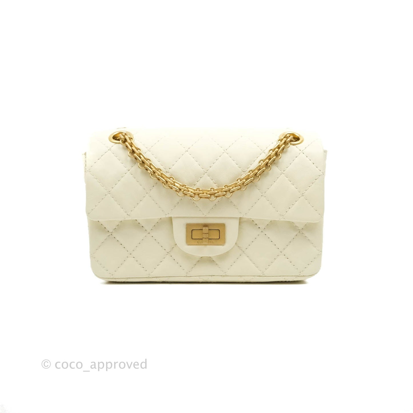 Chanel Mini Reissue 224 White Ivory Aged Calfskin Aged Gold Hardware