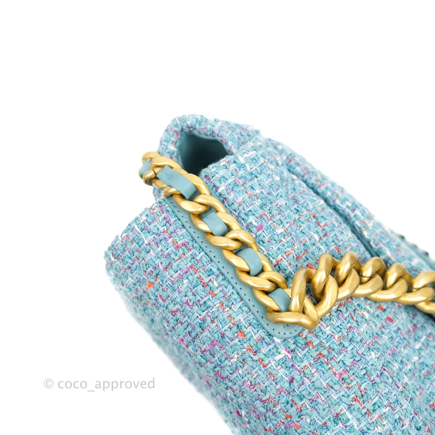 Chanel 19 Maxi Flap Bag Blue Tweed Mixed Hardware
