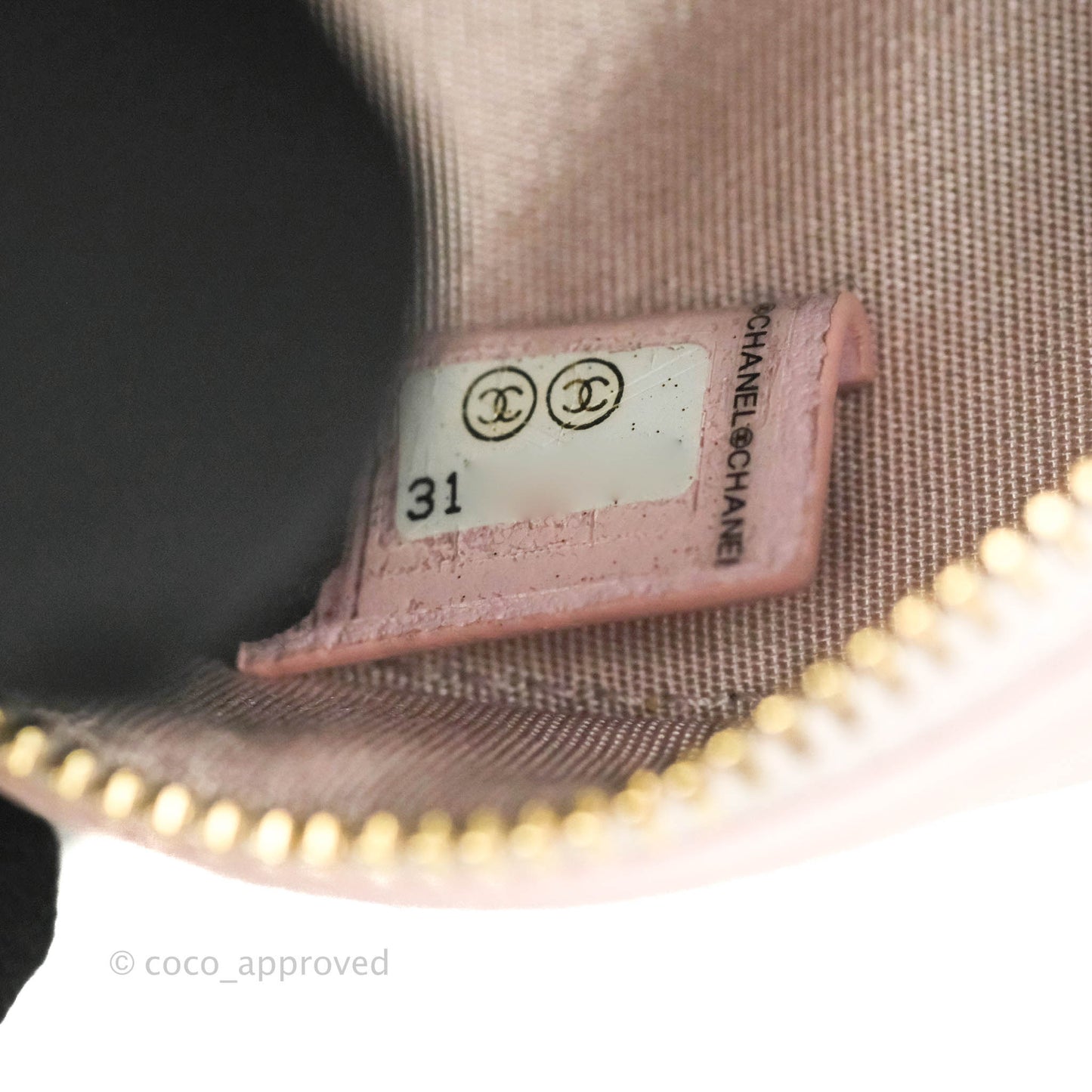 Chanel Quilted Round Clutch with Pearl Chain Light Pink Calfskin Aged Gold Hardware 21S