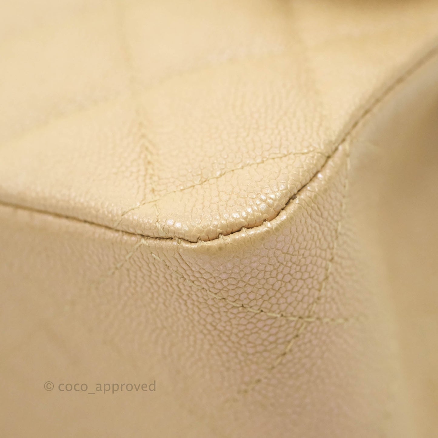 Chanel Classic Medium Flap Quilted Iridescent Beige Caviar Gold Hardware 19S