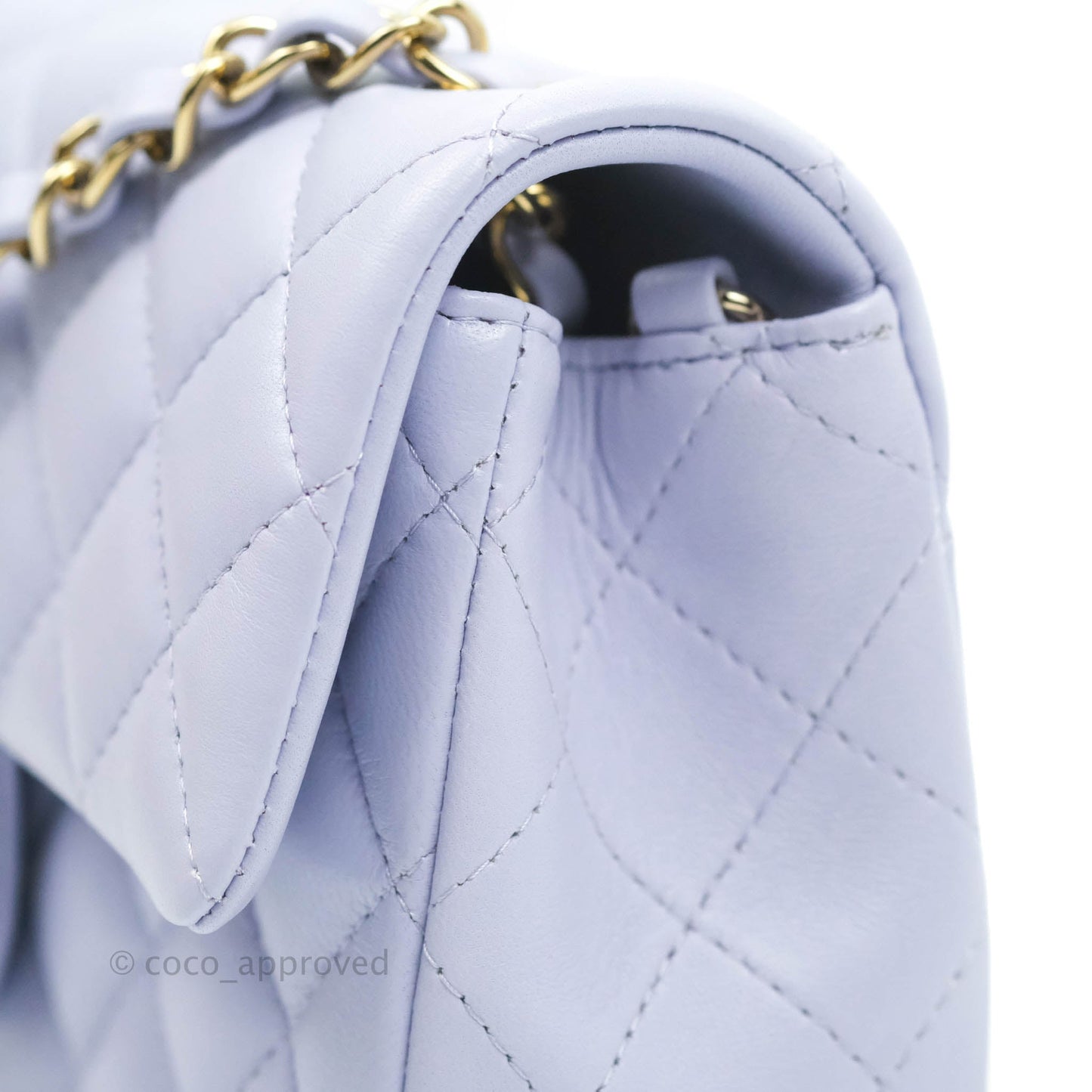 Chanel Quilted Mini Rectangular Lilac Lambskin Gold Hardware 21K