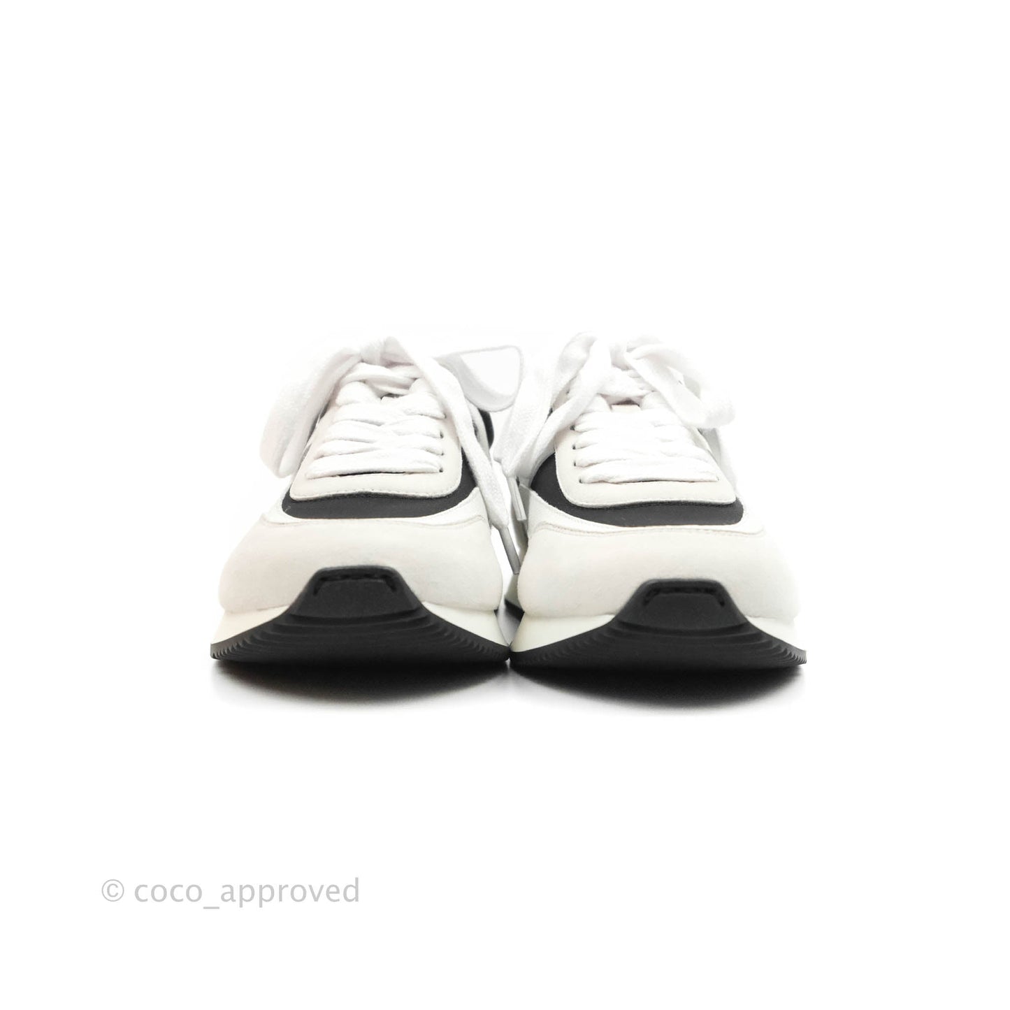 Hermès Chris Sneakers in White Black Epsom Size 35.5