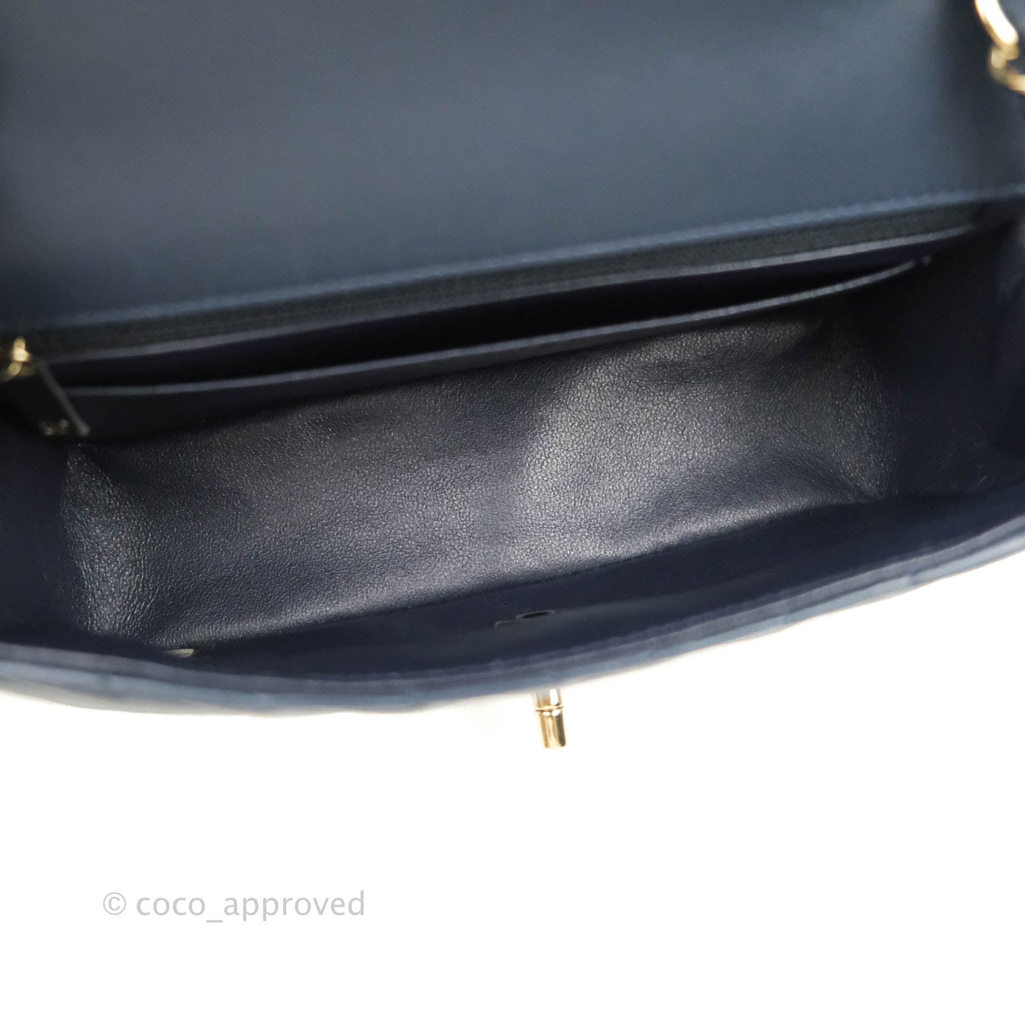 Chanel Chevron Mini Rectangular Flap Navy Lambskin Gold Hardware