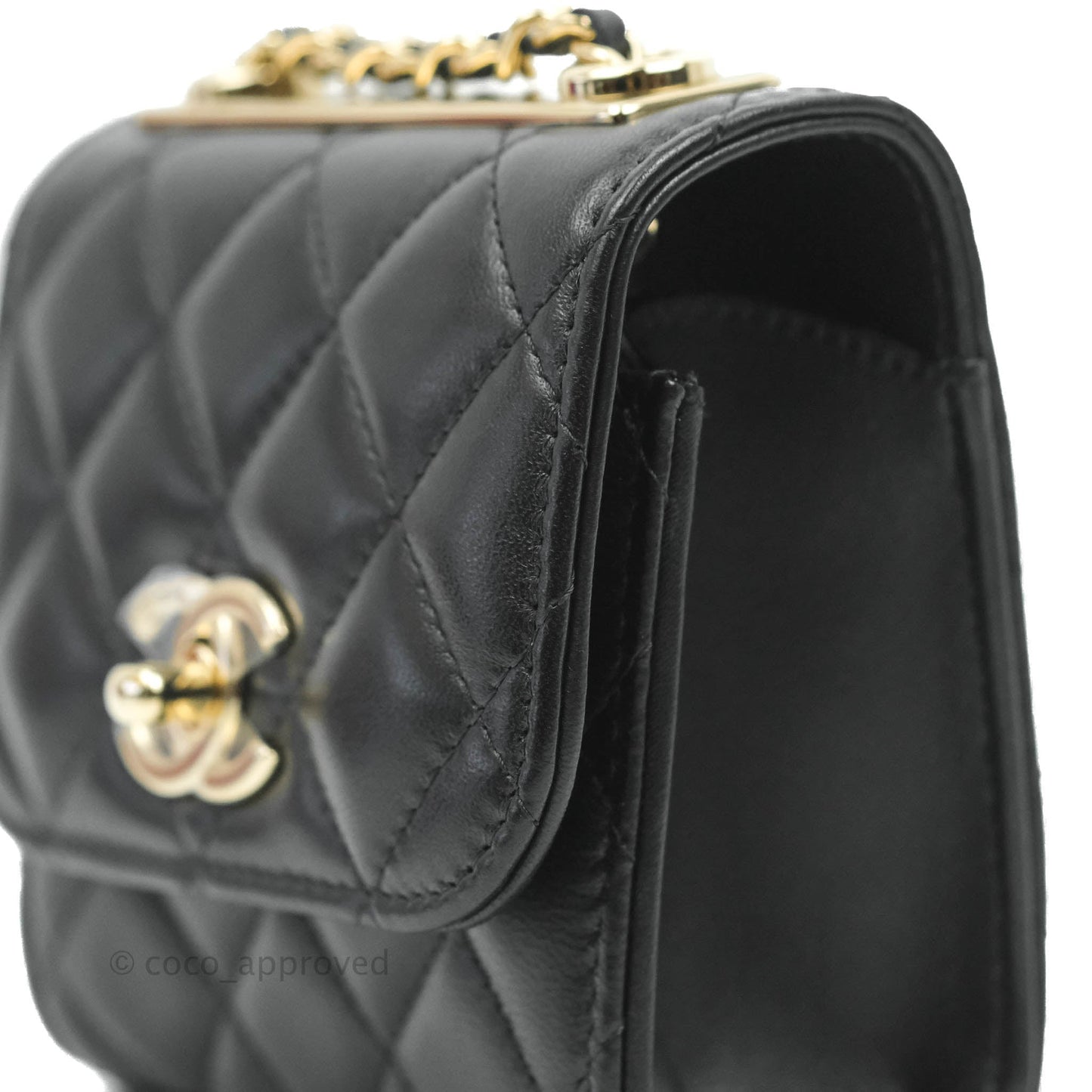Chanel Small Quilted Trendy CC Clutch With Chain Black Lambskin Gold Hardware