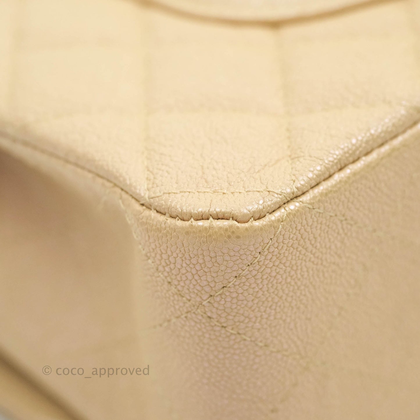 Chanel Classic Medium Flap Quilted Iridescent Beige Caviar Gold Hardware 19S
