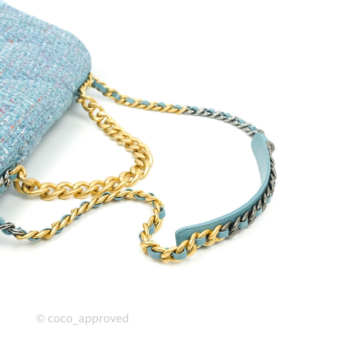 Chanel 19 Maxi Flap Bag Blue Tweed Mixed Hardware
