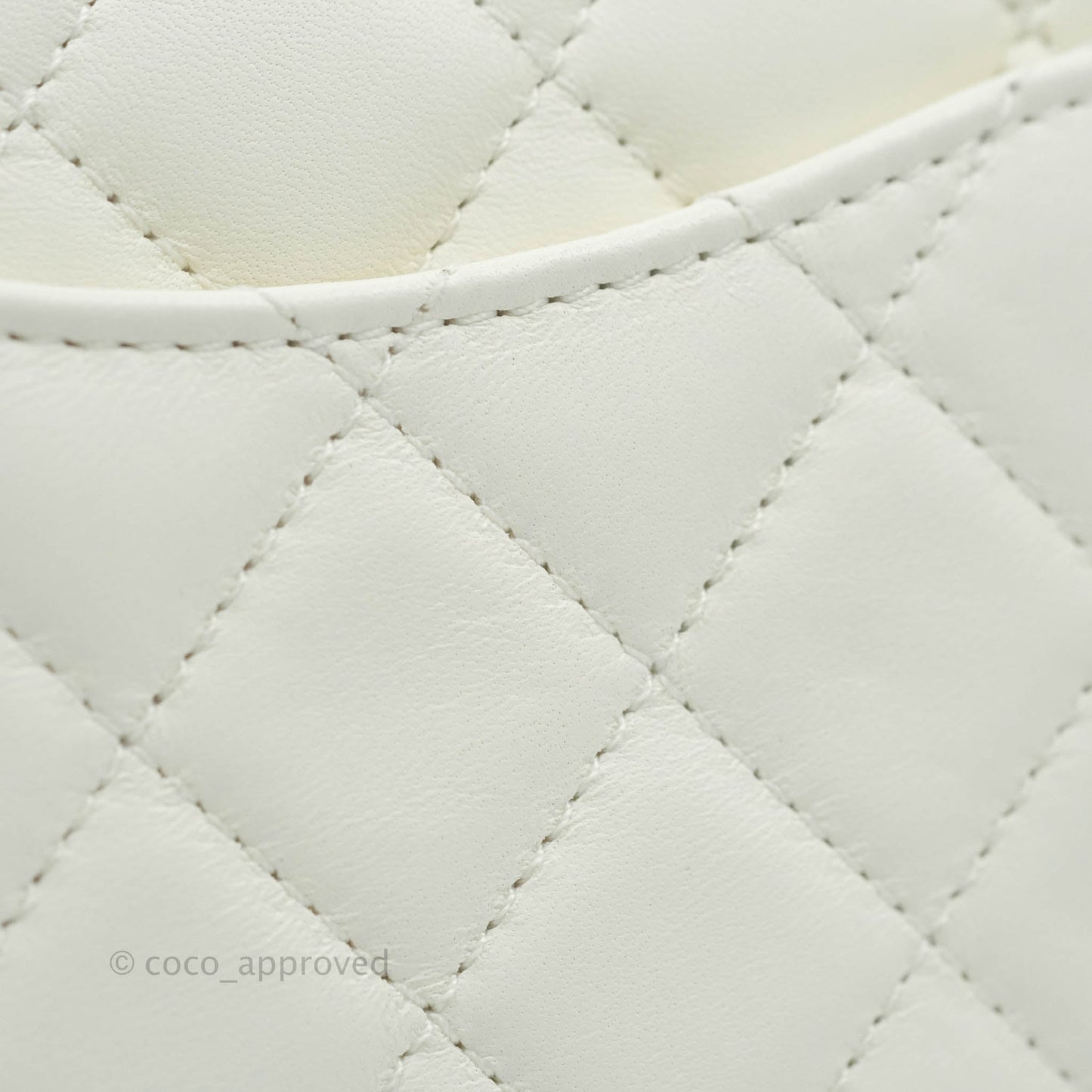 Chanel Mini Rectangular Pearl Crush Quilted White Lambskin Aged Gold Hardware 22C