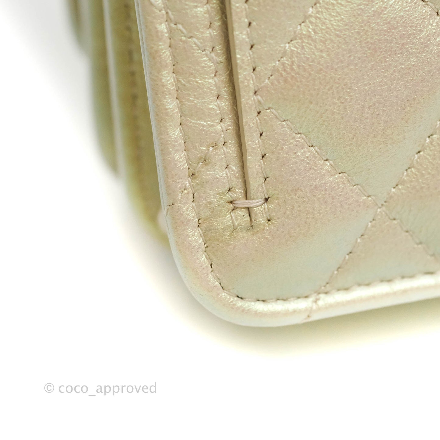 Chanel Quilted Mini Wallet on Chain WOC Iridescent Ivory Gold Hardware 20A