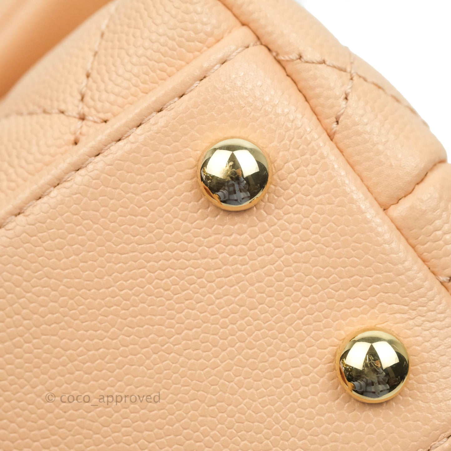 Chanel Extra Mini Coco Handle Quilted Beige Pink Caviar Gold Hardware 21A
