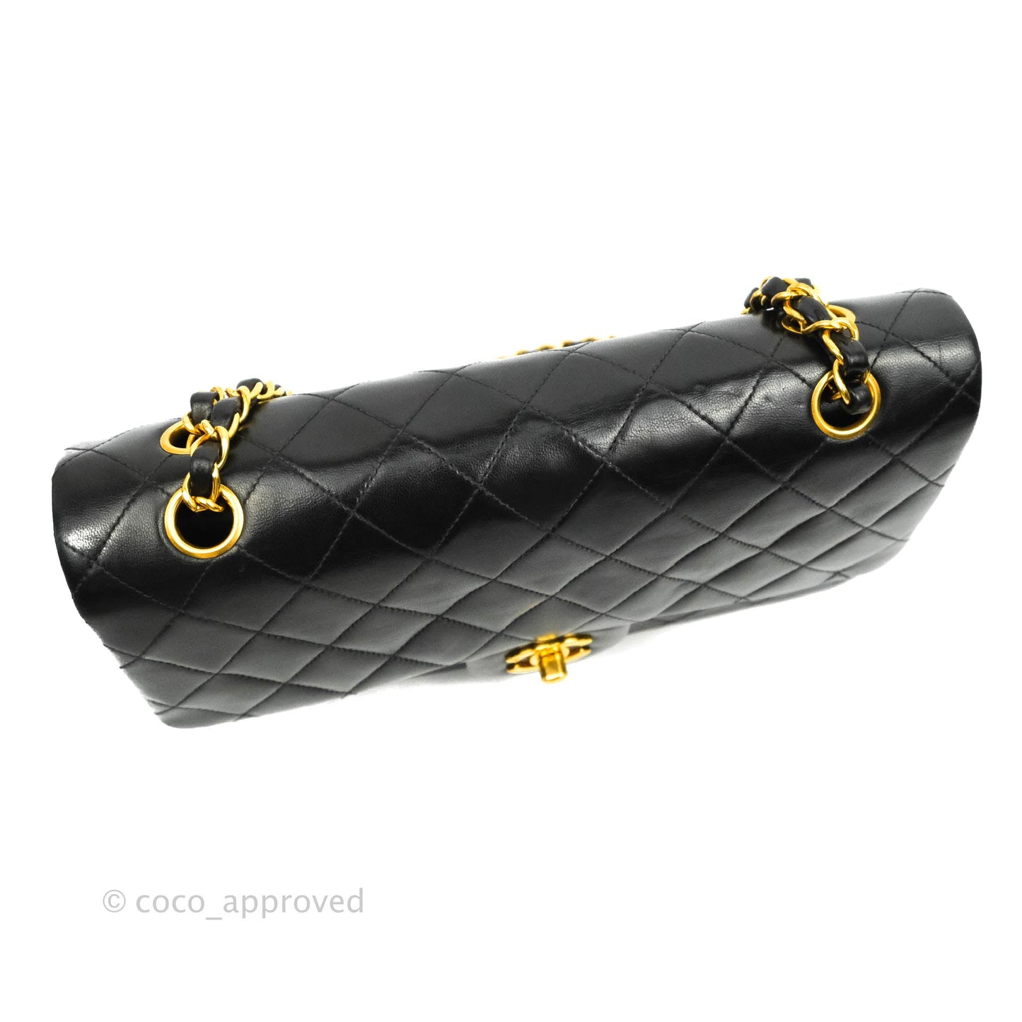 Chanel Vintage Classic M/L Medium Double Flap Black Lambskin 24K Gold Hardware
