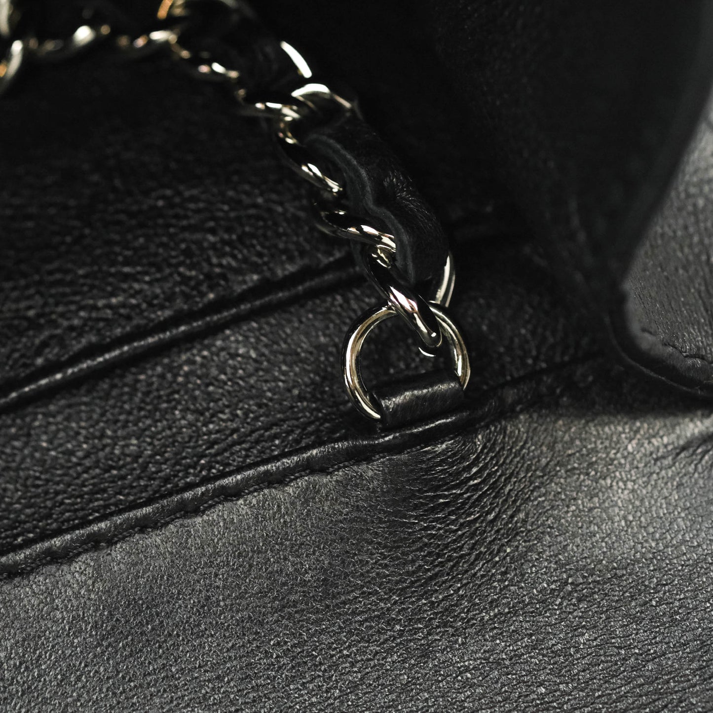 Chanel Quilted Clutch with Chain Black Lambskin Silver Hardware