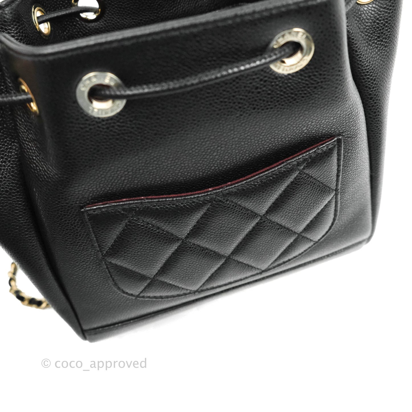 Chanel Business Affinity Drawstring Bucket Bag Black Caviar Gold Hardware 21P