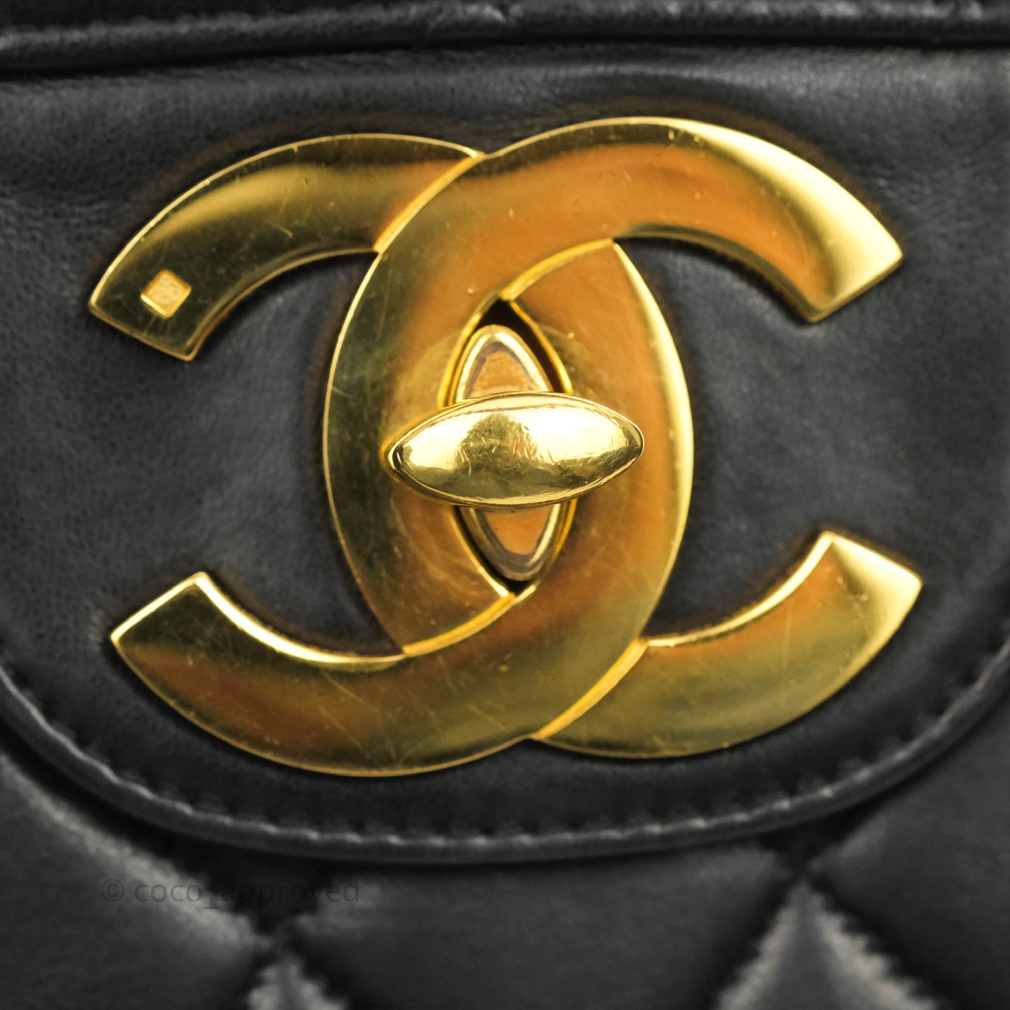 Chanel Vintage Jumbo Single Flap Black Lambskin 24K Gold Hardware