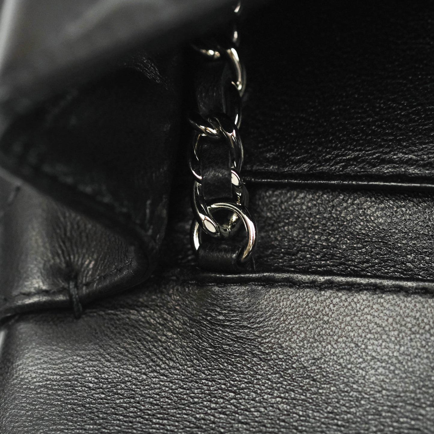 Chanel Quilted Clutch with Chain Black Lambskin Silver Hardware