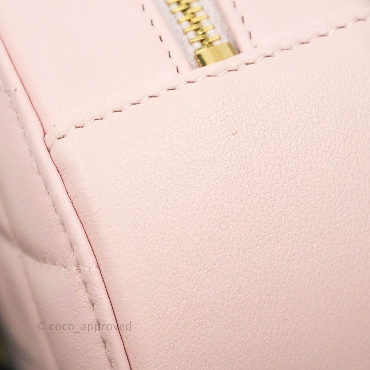 Chanel Quilted Round Clutch with Pearl Chain Light Pink Calfskin Aged Gold Hardware 21S