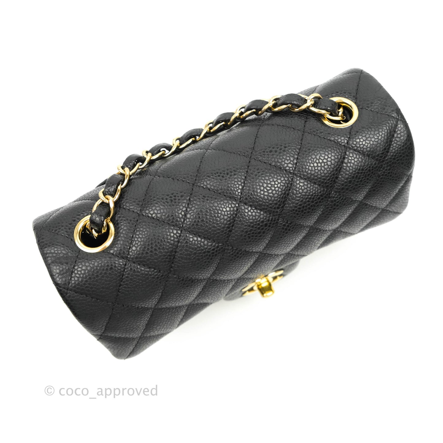 Chanel Quilted Mini Rectangular Flap Black Caviar Gold Hardware 18S