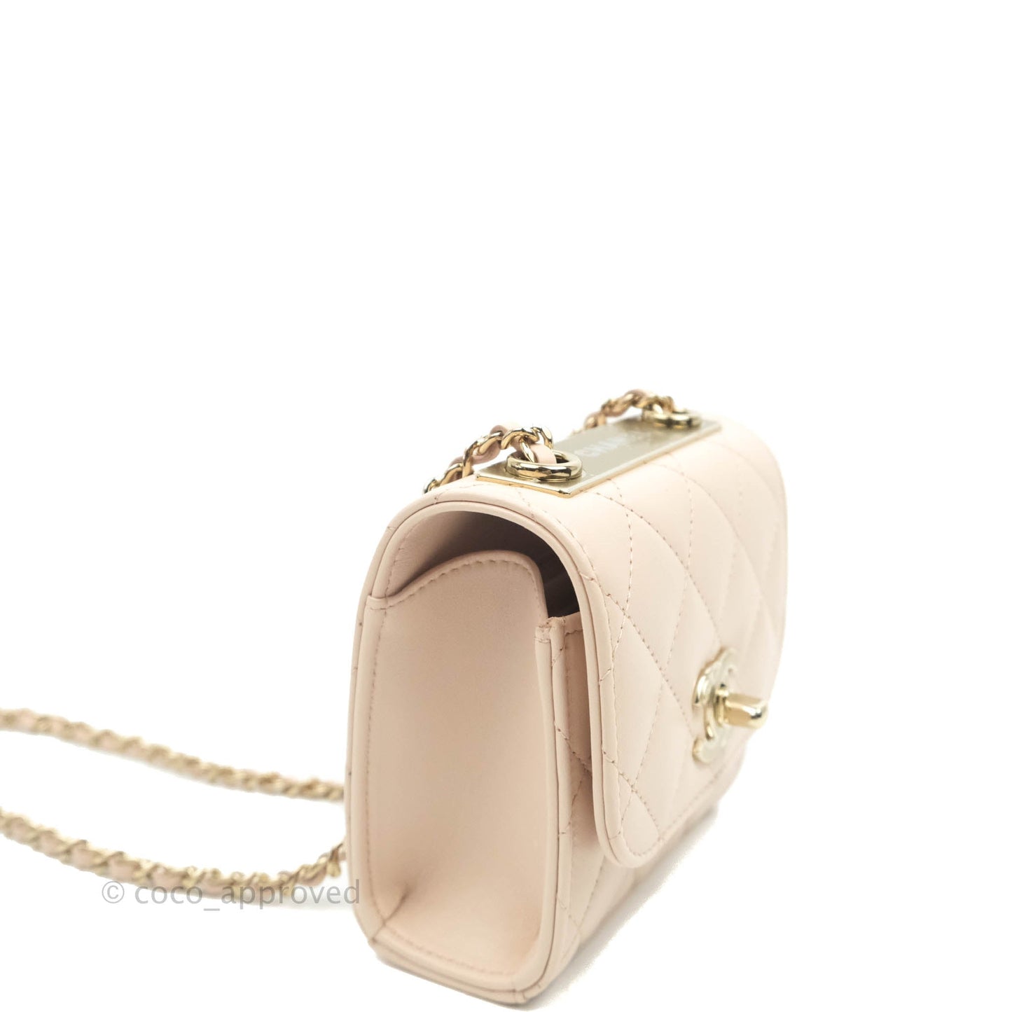 Chanel Mini Quilted Trendy CC Clutch With Chain Rose Clair Pink Lambskin Gold Hardware