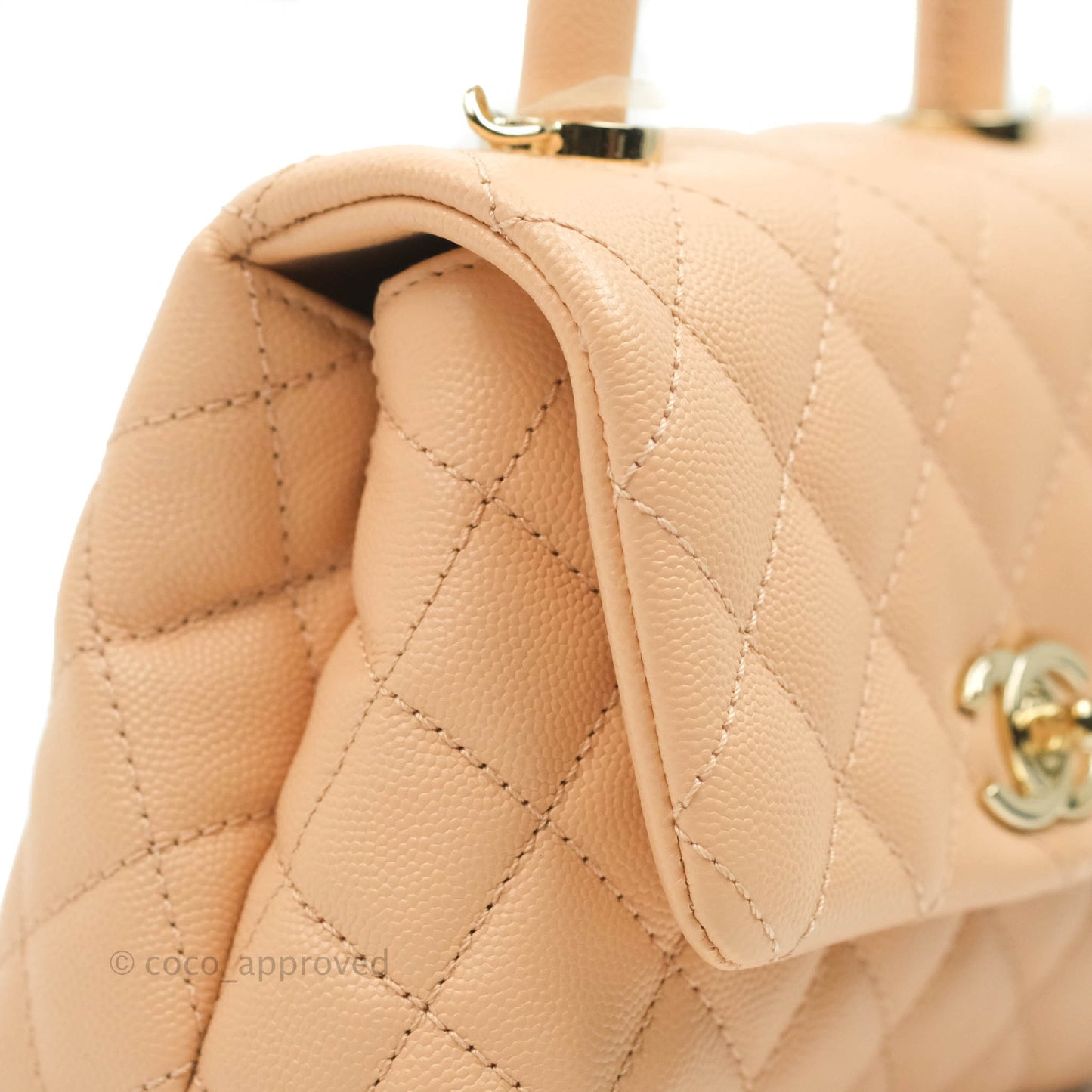 Chanel Extra Mini Coco Handle Quilted Beige Pink Caviar Gold Hardware 21A