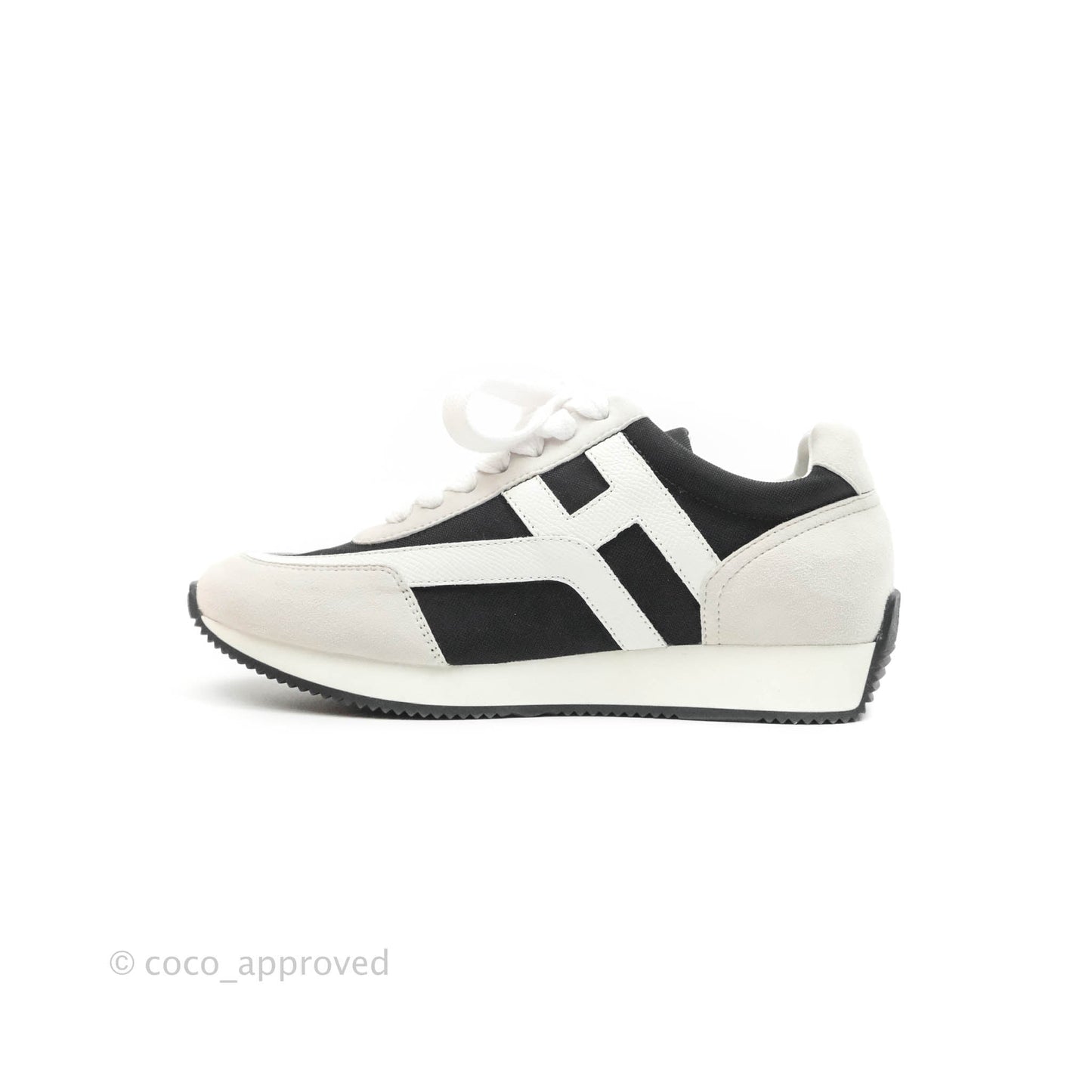 Hermès Chris Sneakers in White Black Epsom Size 35.5