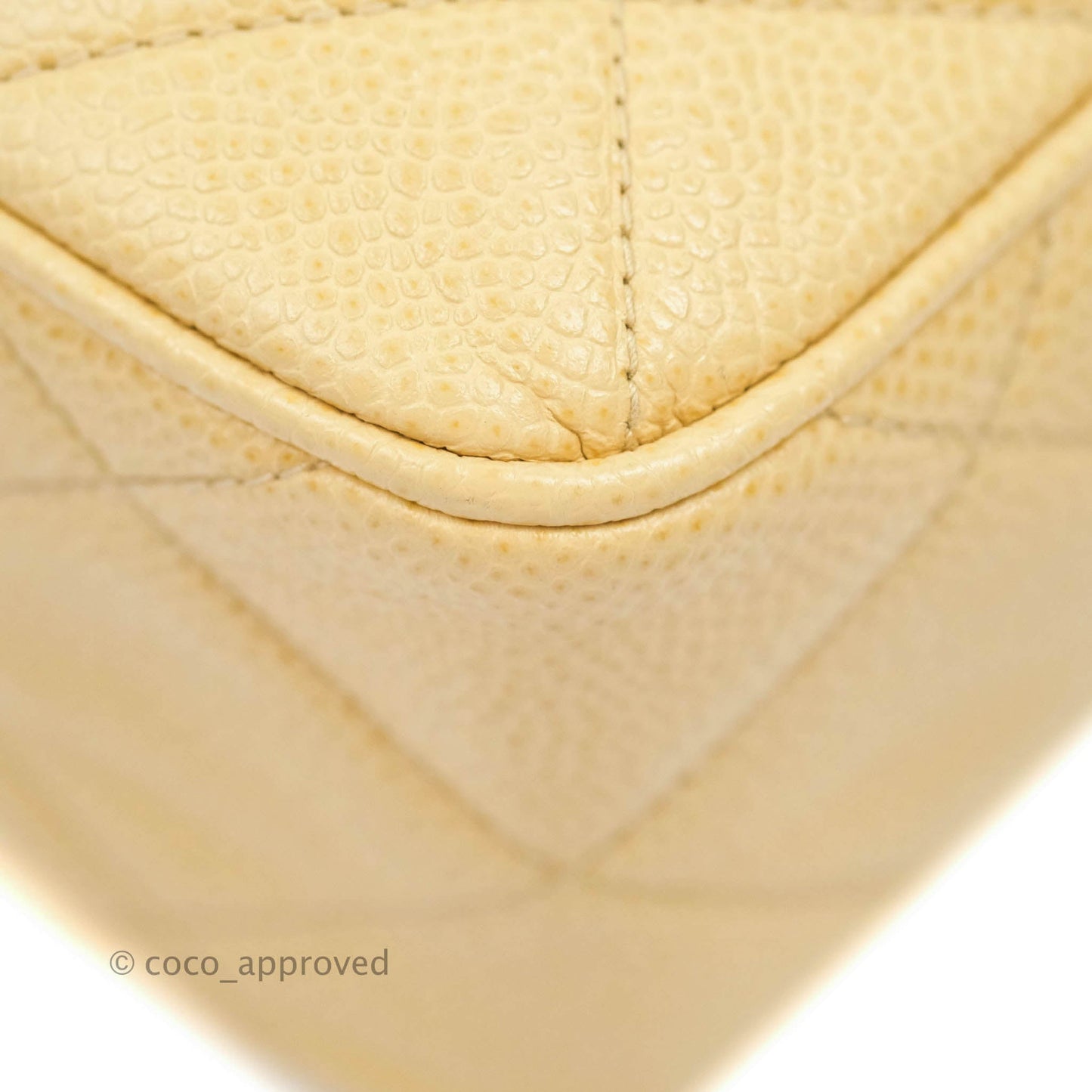 Chanel Vintage CC Large Square Camera Bag Beige Caviar 24K Gold Hardware