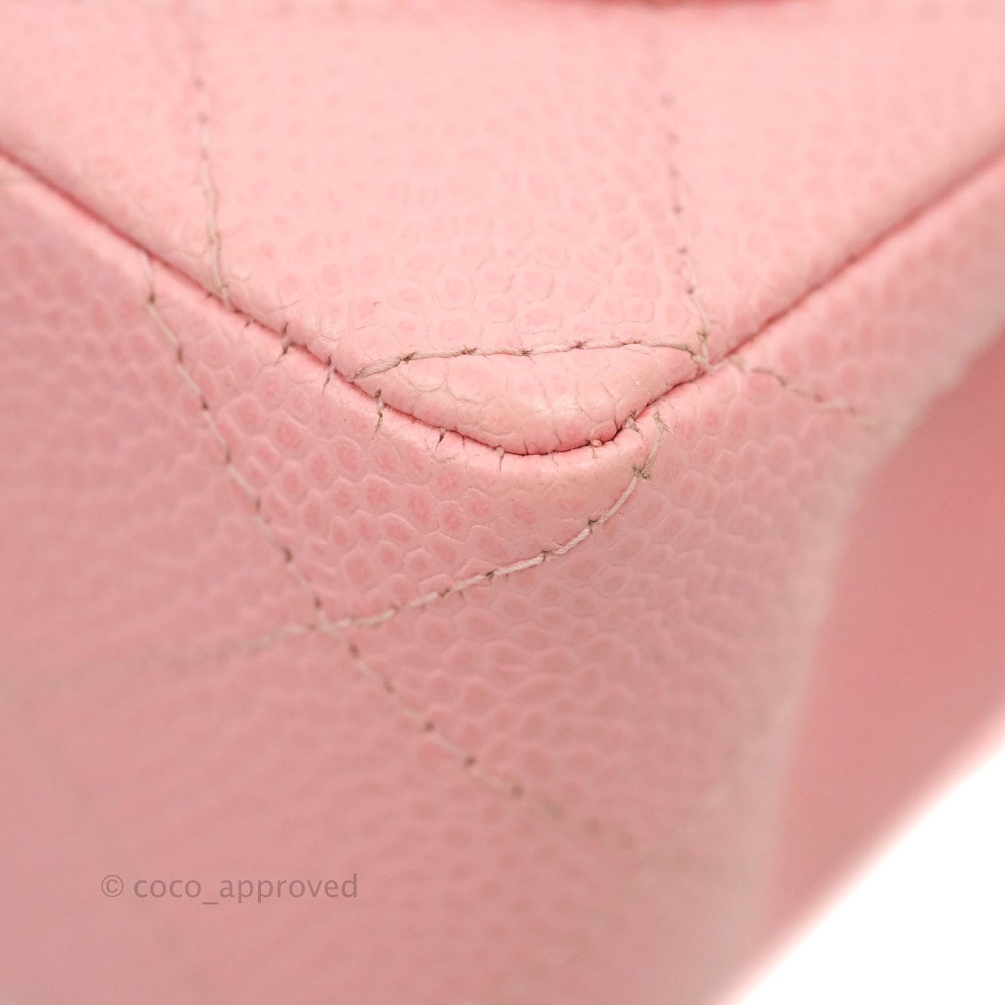Chanel Quilted Vintage Mini Square Flap Pink Caviar Silver Hardware