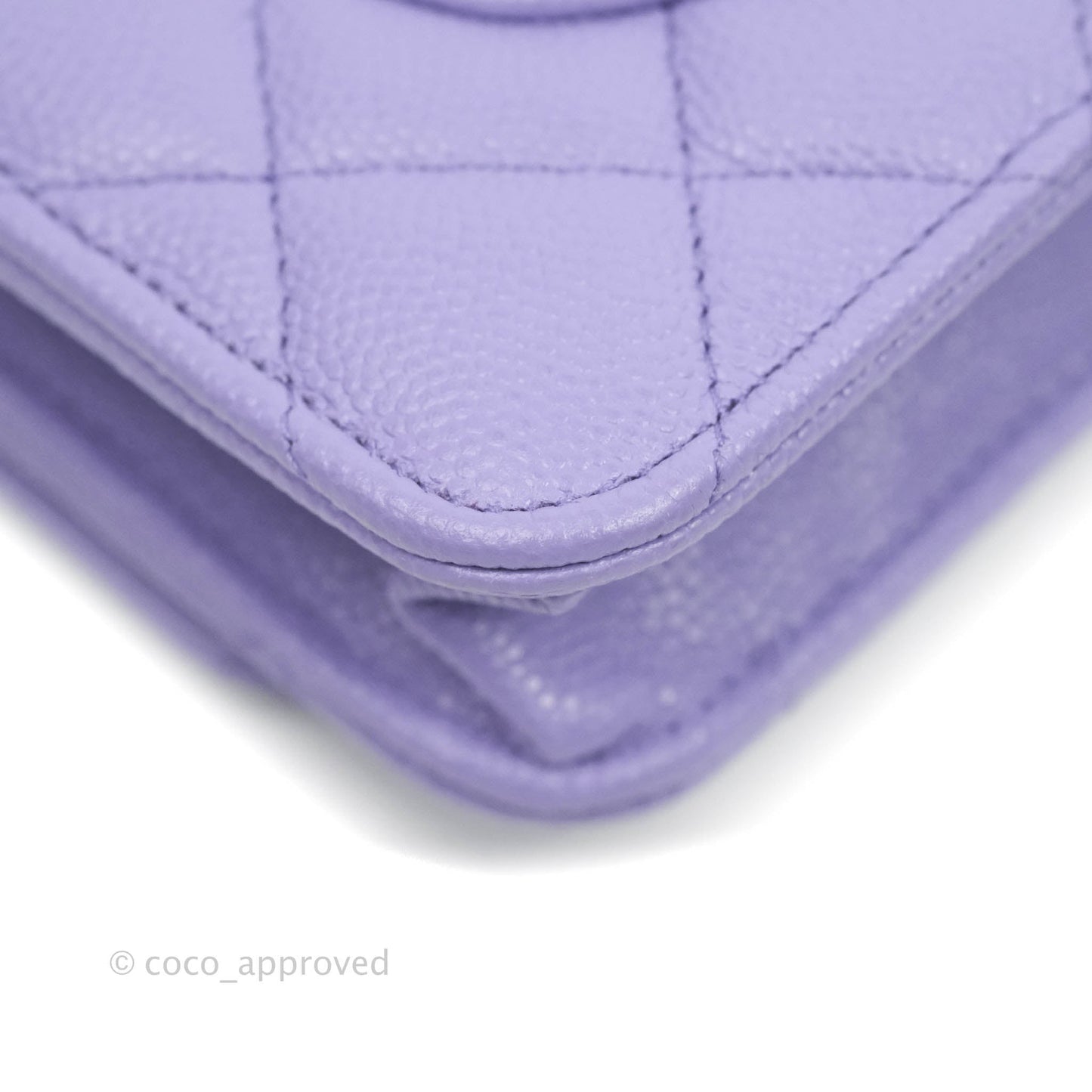 Chanel Quilted Wallet on Chain WOC Purple Caviar Gold Hardware 20S