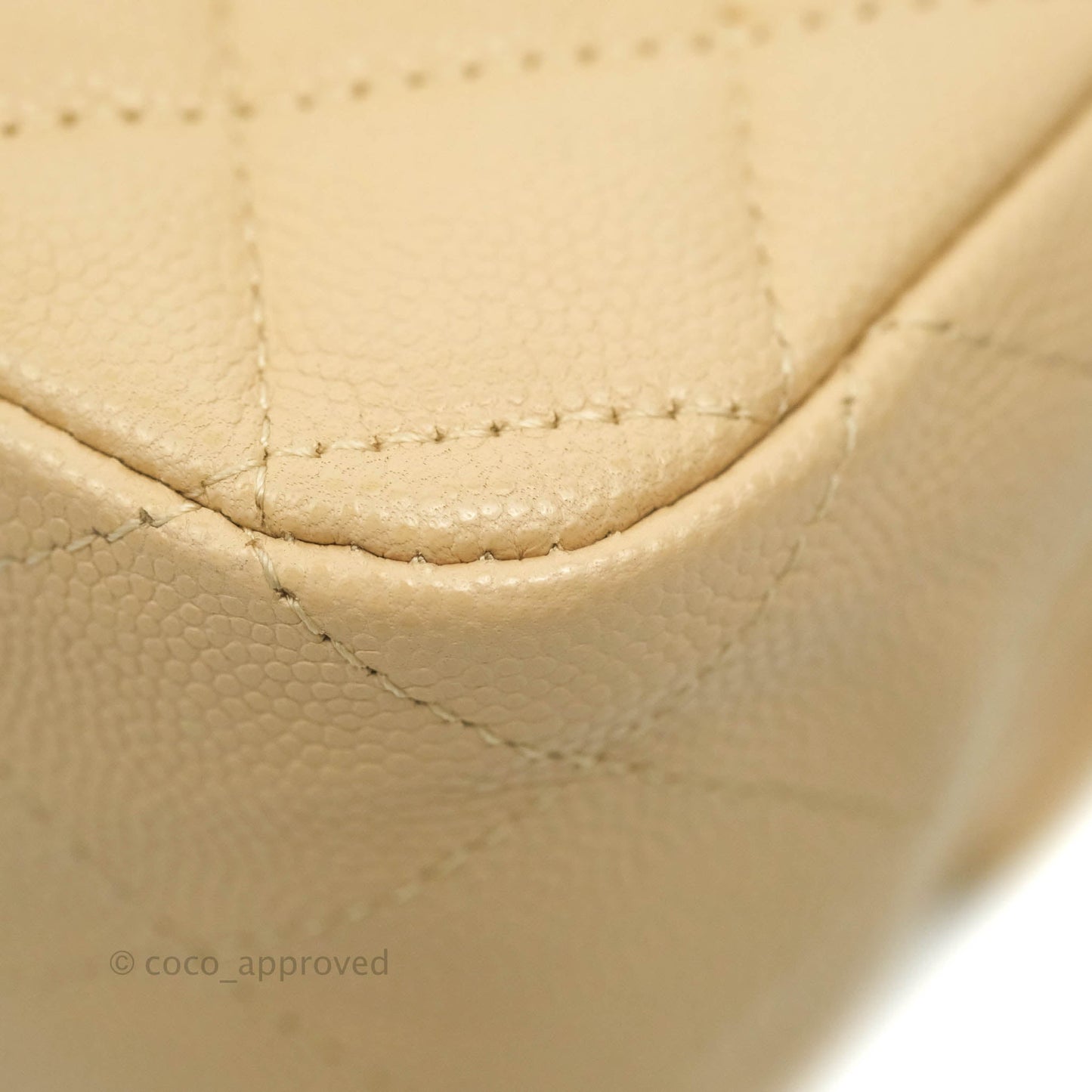 Chanel Quilted M/L Medium Double Flap Beige Caviar Gold Hardware 19C