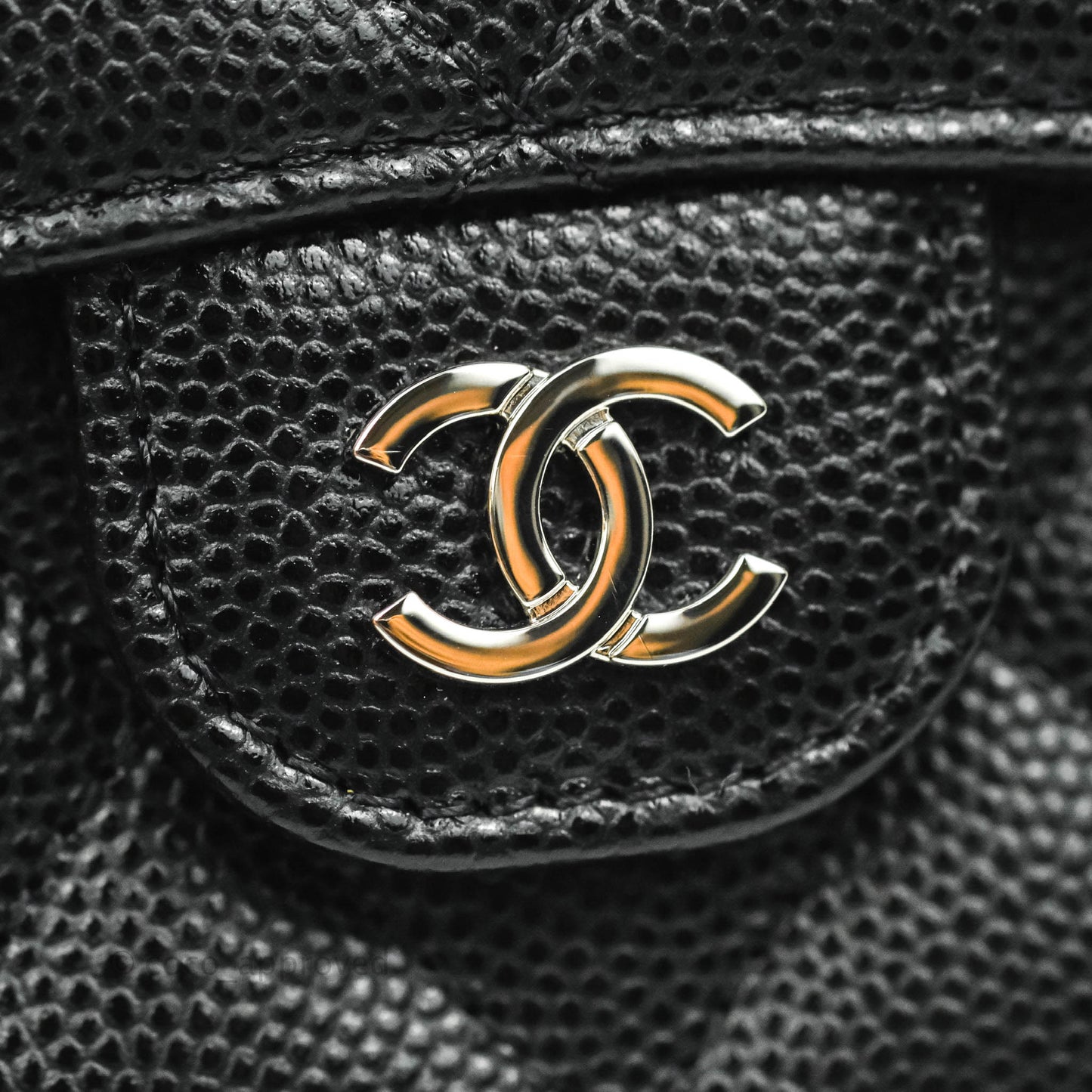 Chanel Quilted Small Flap Card Holder Black Caviar Silver Hardware