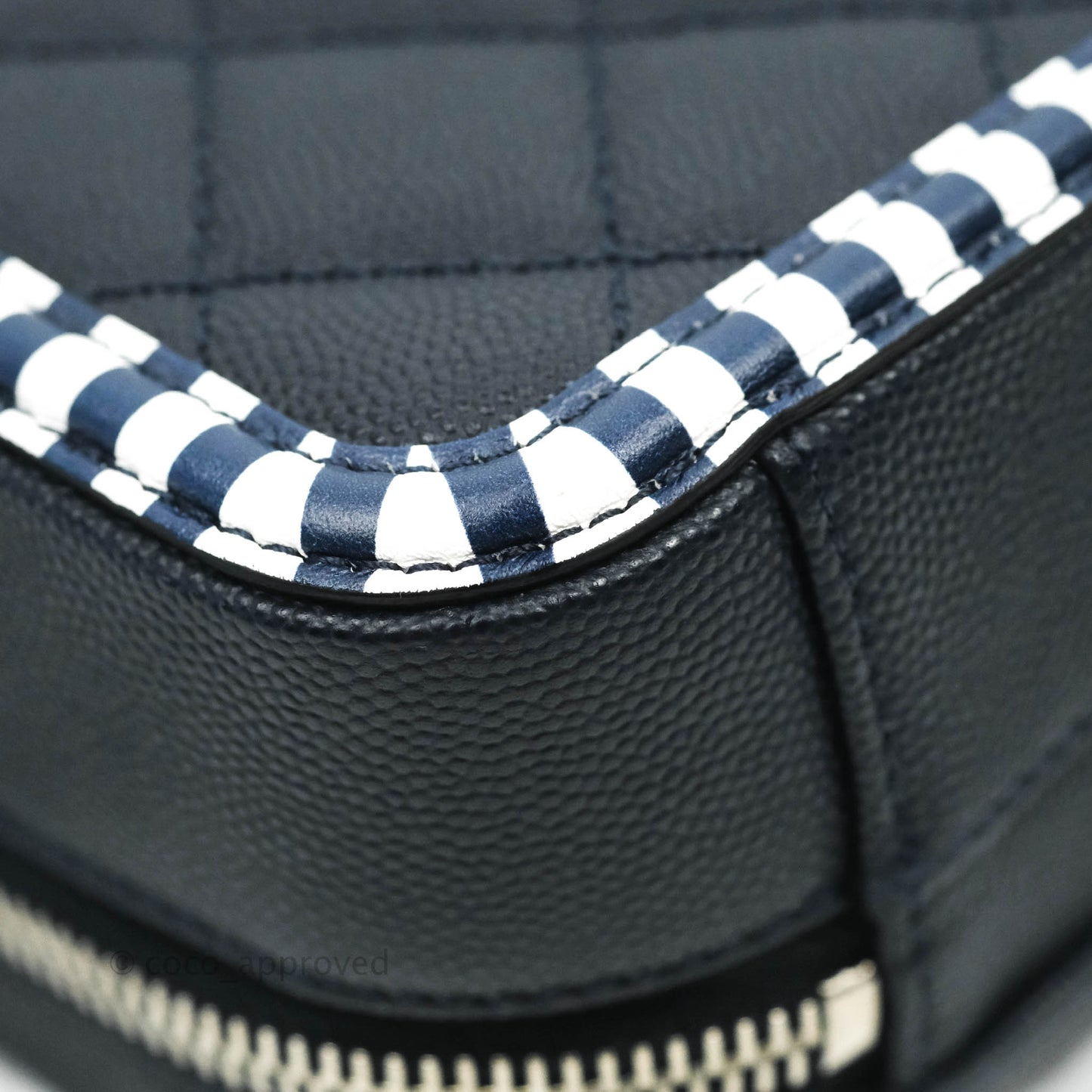 Chanel Quilted Small CC Filigree Vanity Case Navy Caviar 19C