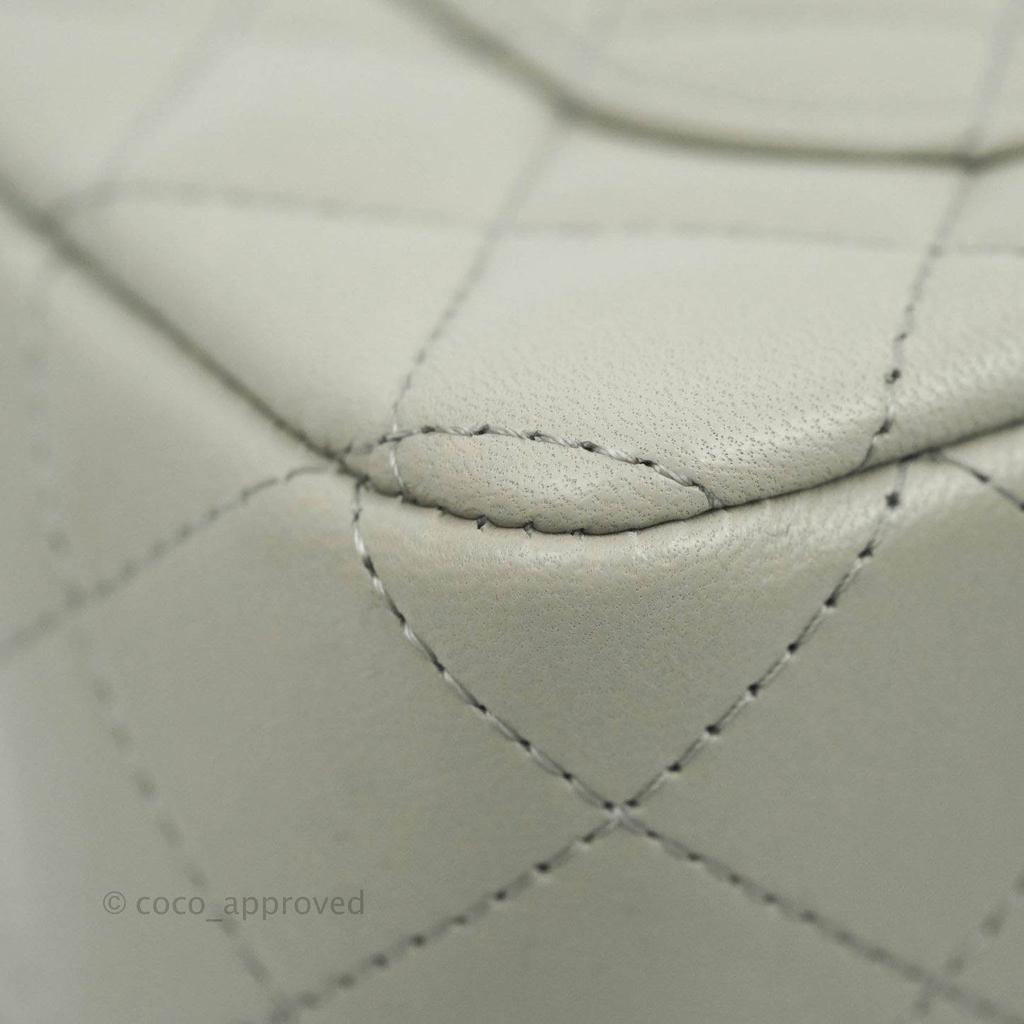 Chanel Quilted Mini Rectangular Flap Light Grey Lambskin Gold Hardware 22C