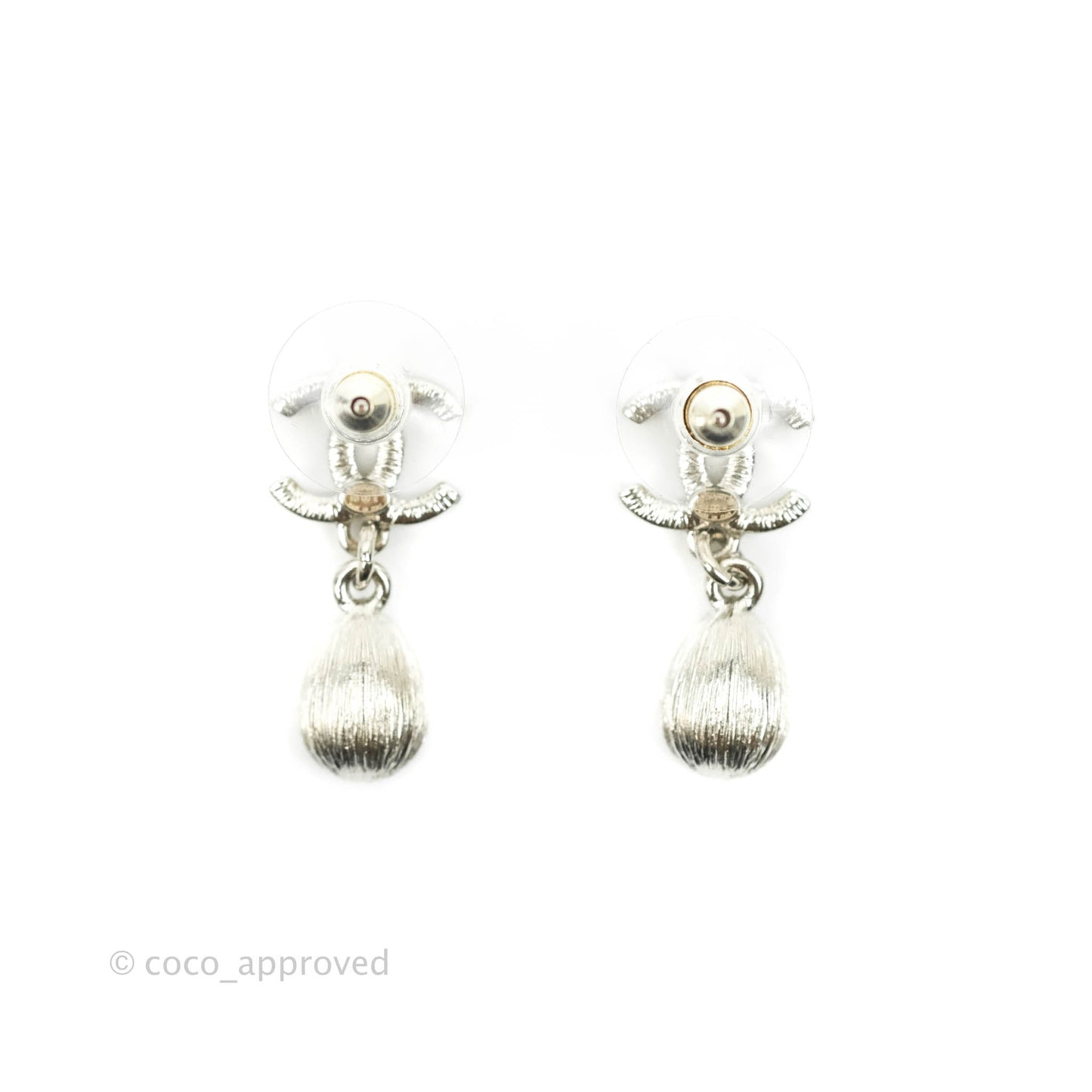 Chanel CC Crystal Drop Earrings Silver Hardware 21K