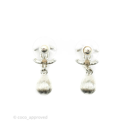 Chanel CC Crystal Drop Earrings Silver Hardware 21K