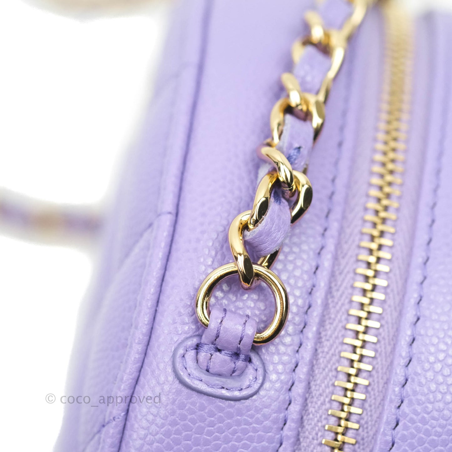 Chanel Round Circle Bag Purple Caviar Gold Hardware 20S