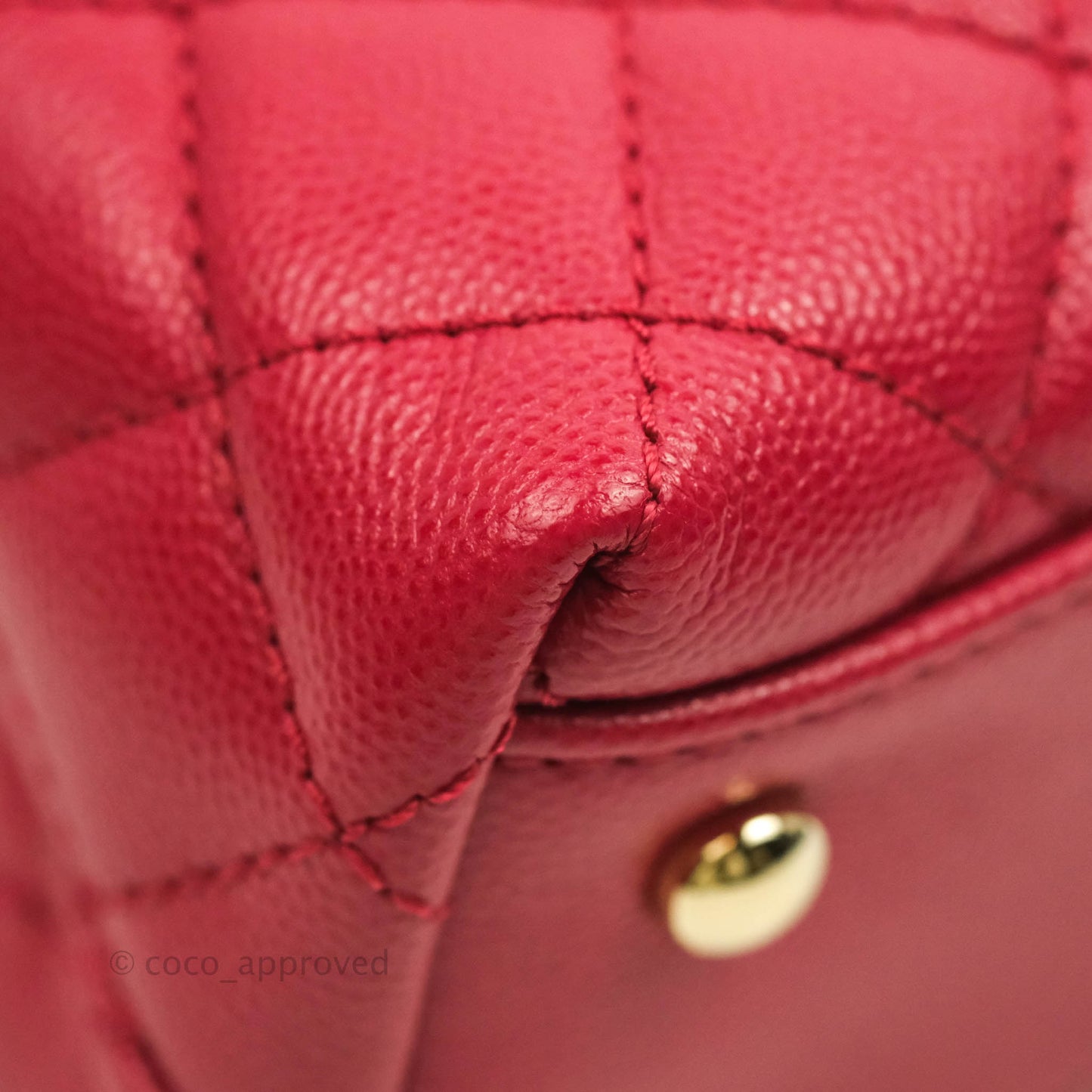 Chanel Small (Mini) Coco Handle Quilted Rosy Red Caviar Gold Hardware 21A
